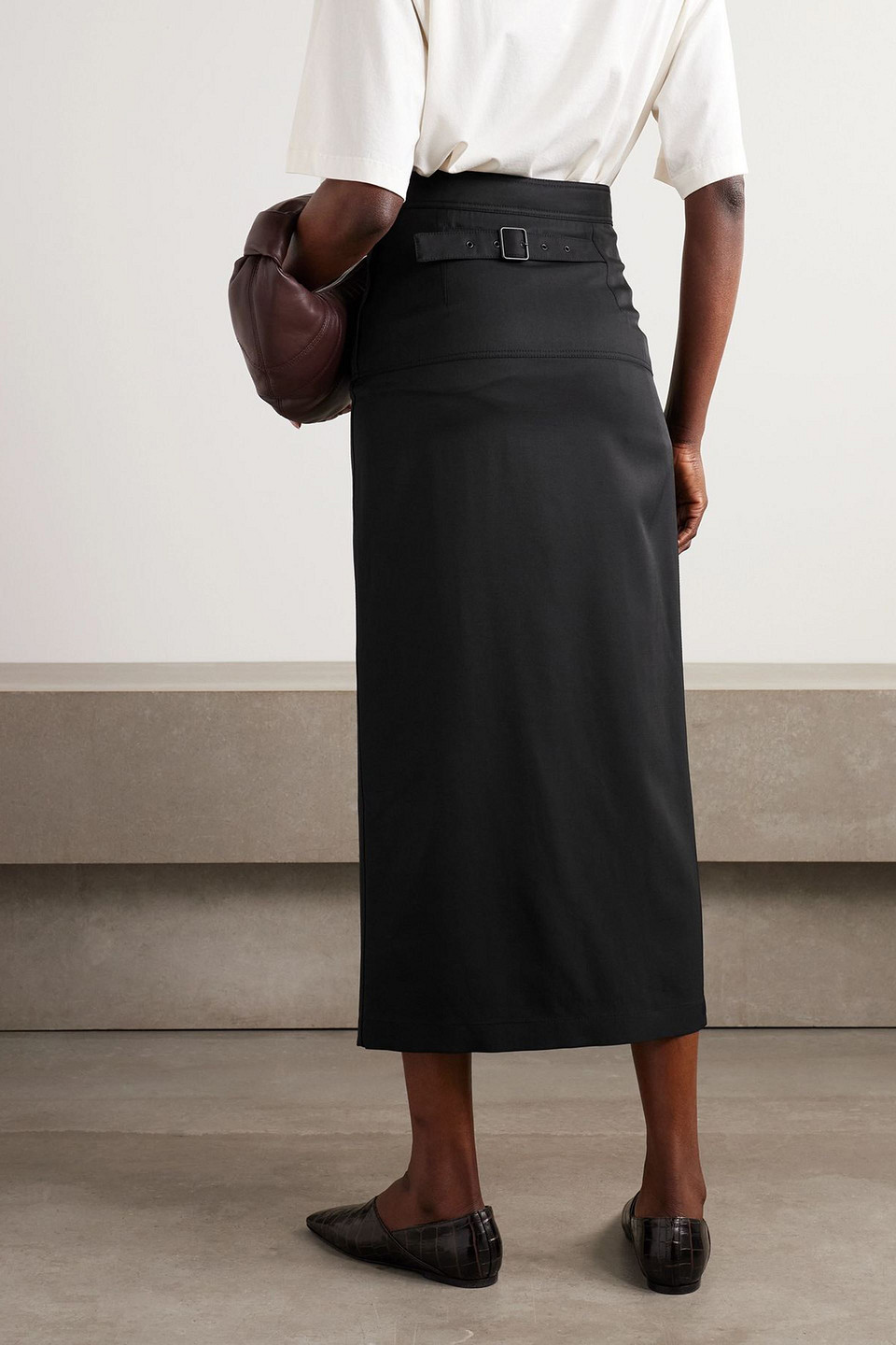  Lemaire - Buckled Wool-blend Midi Skirt - Black - Fr 38 