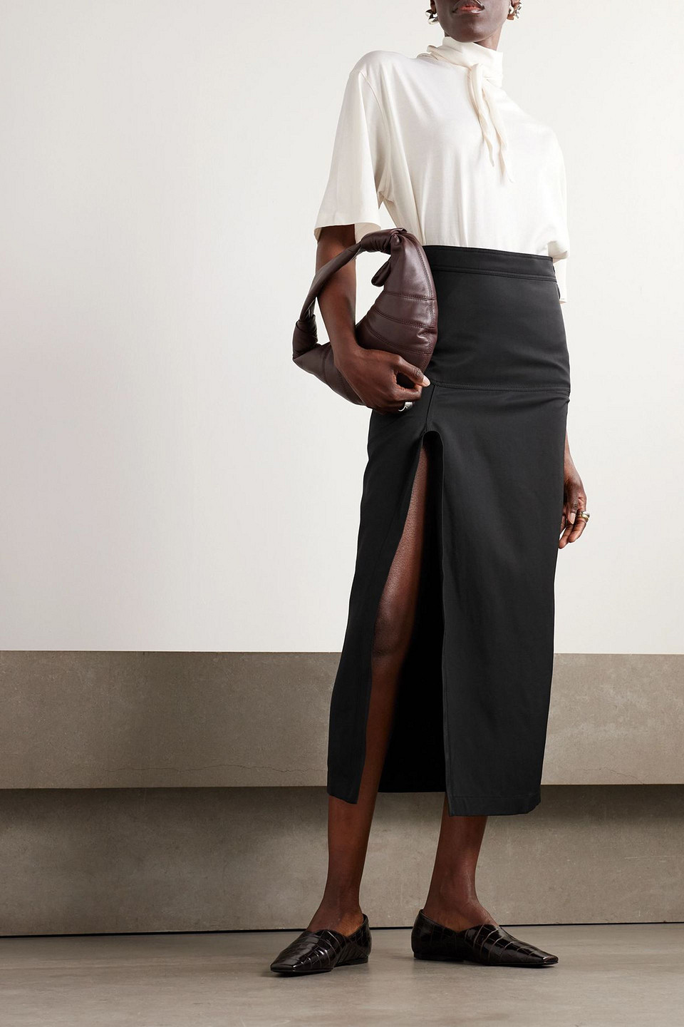  Lemaire - Buckled Wool-blend Midi Skirt - Black - Fr 38 