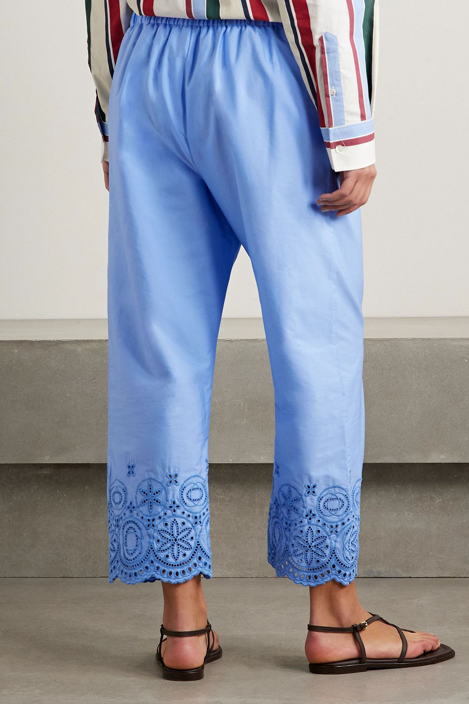  La Doublej - Hose Mit Geradem Bein Aus Popeline Aus Einer Baumwollmischung Mit Lochstickerei - Blau - Xs/s 