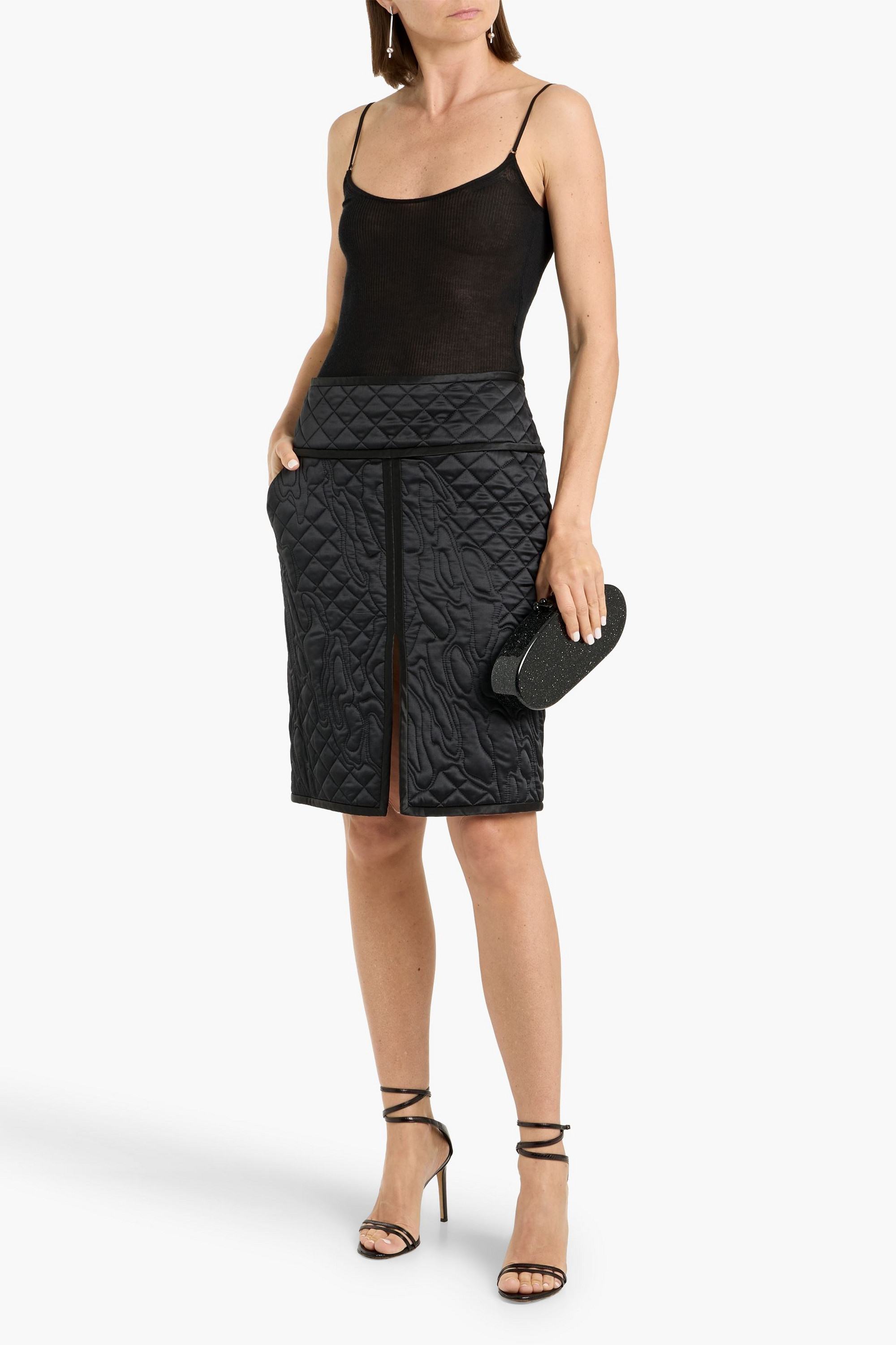Tom Ford Quilted silk-satin skirt