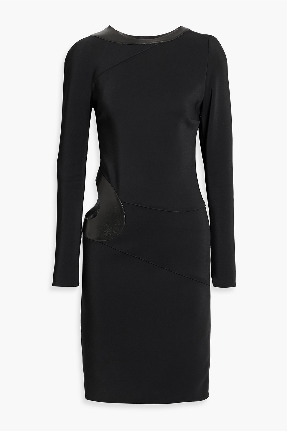 tom ford - leather-trimmed cutout crepe dress - black - it 34