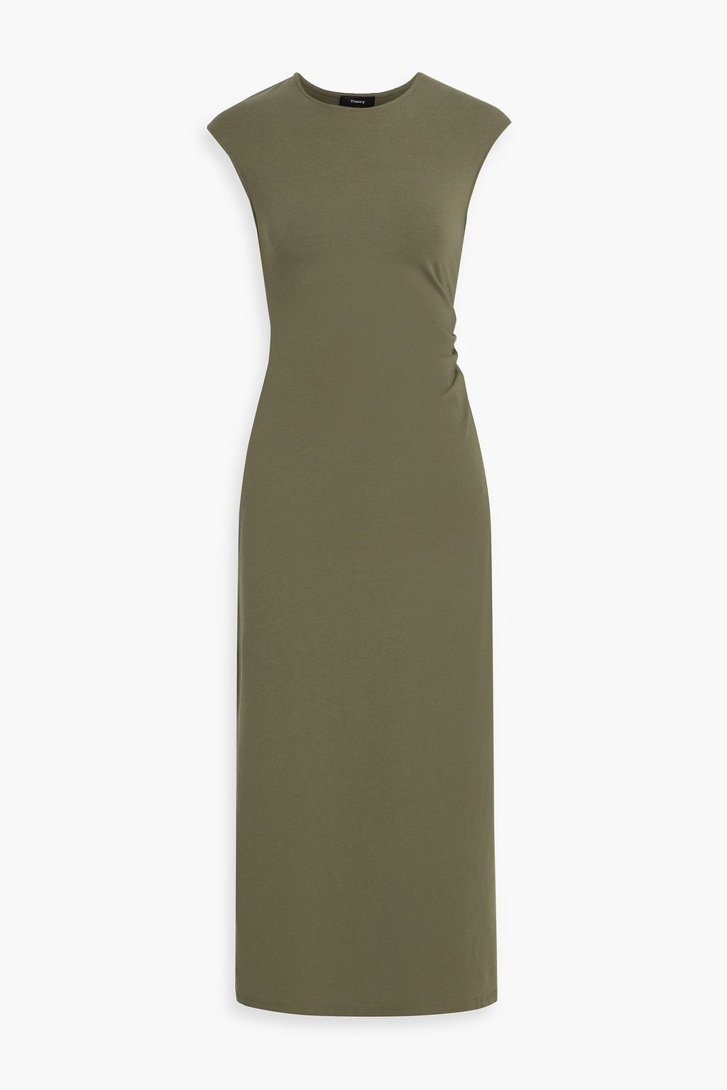 theory jersey dress Ruched jersey midi dress - army green