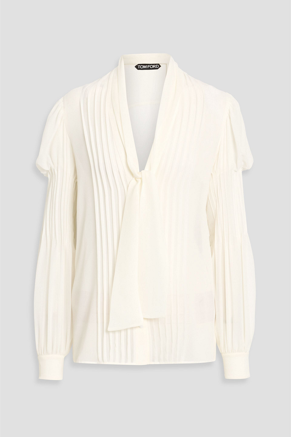 tom ford - pintucked silk crepe de chine top - white - it 36
