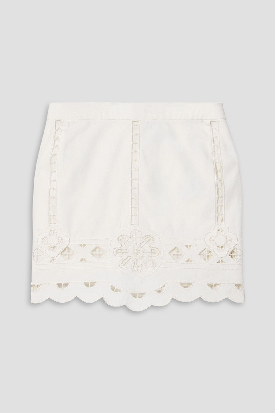 isabel marant - palmira scalloped broderie anglaise cotton mini skirt - white - fr 36