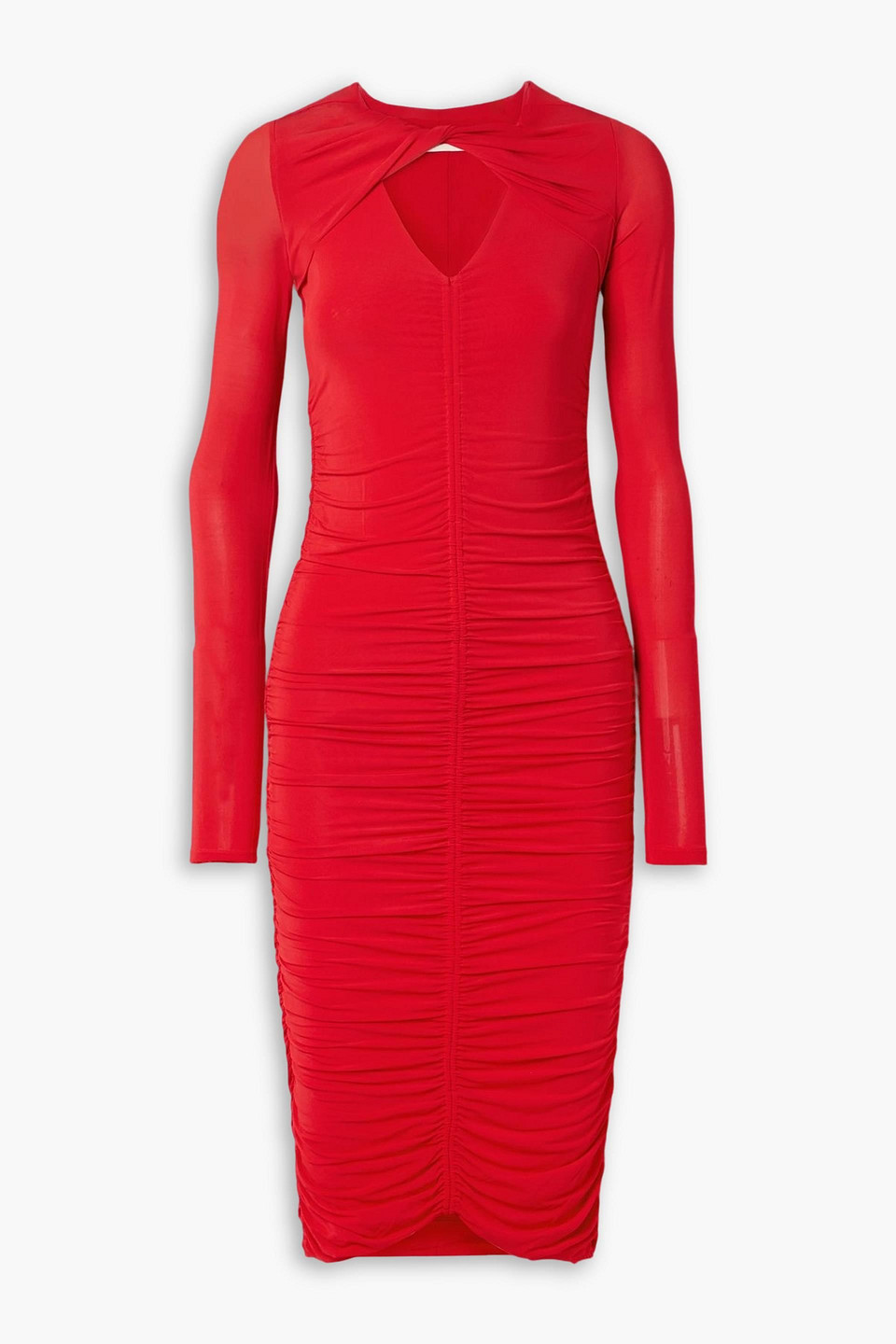 isabel marant - volgane cutout ruched stretch-jersey midi dress - red - fr 38