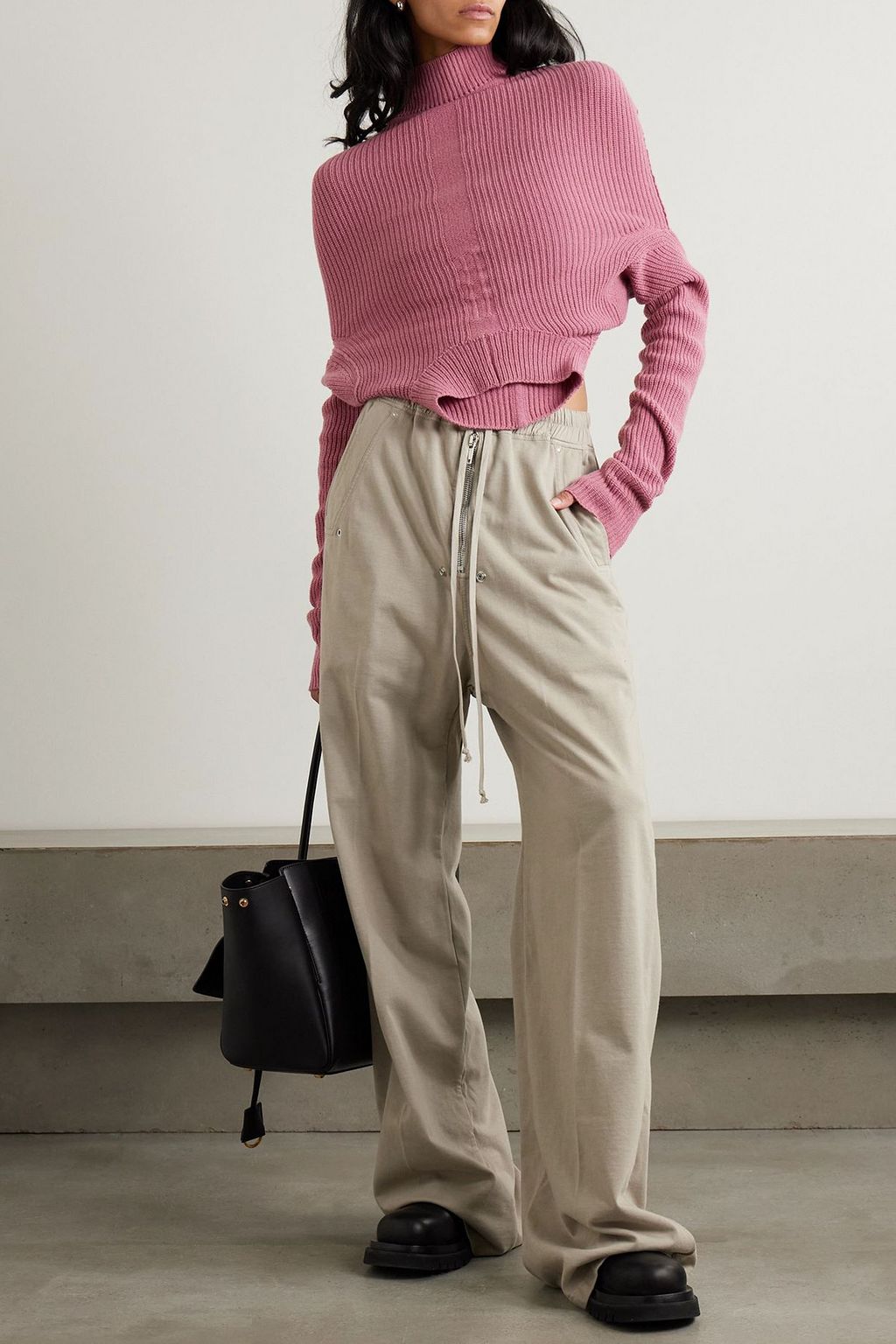 RICK OWENS Maglia ribbed cashmere and wool-blend turtleneck