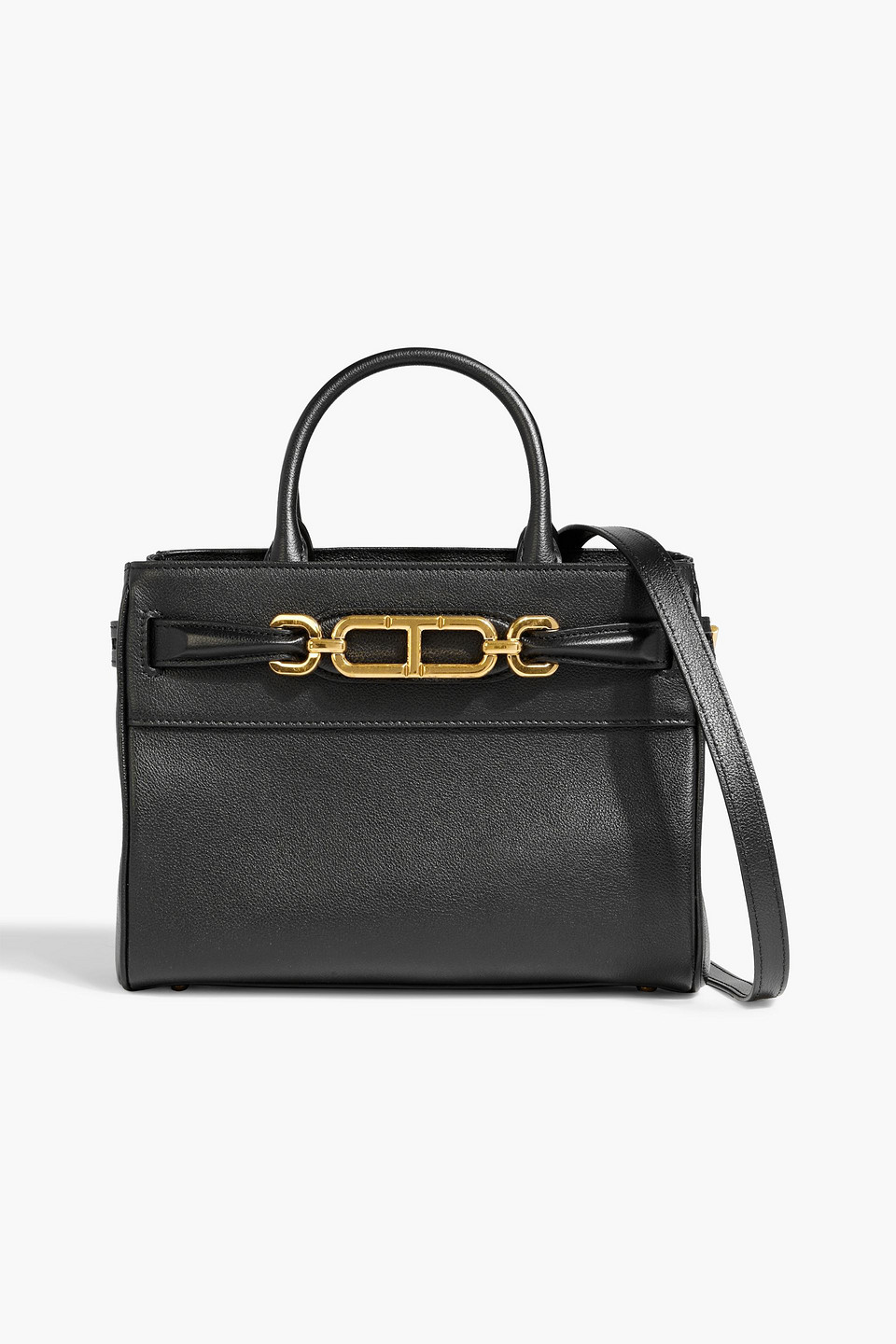 tom ford - whitney chain-embellished pebbled-leather tote - black - onesize