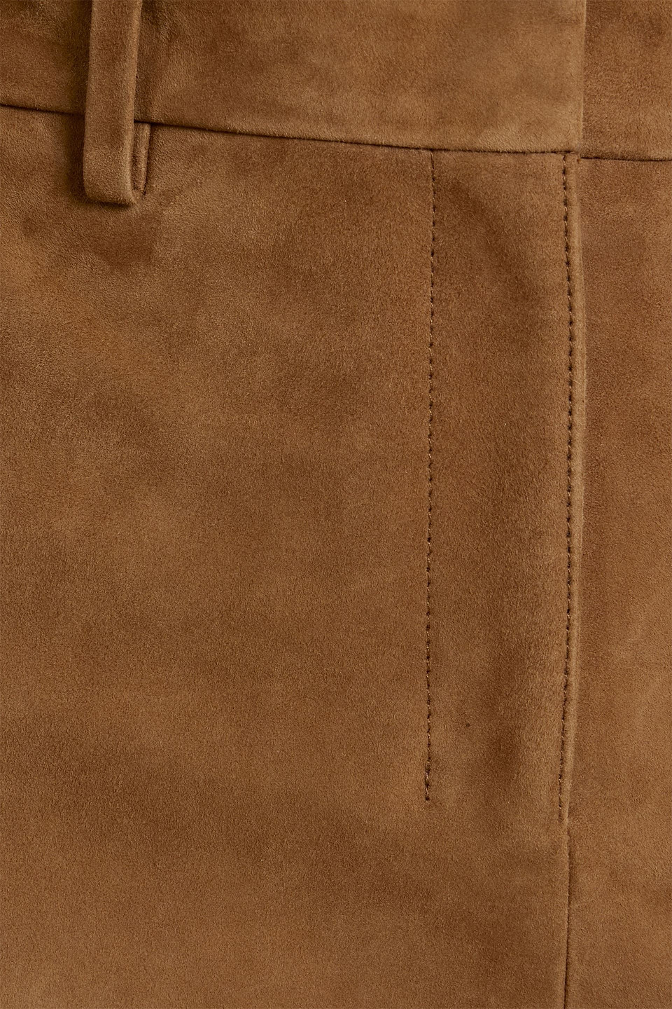 Theory Mini Suede Trouser Skirt Deep Tobacco In Brown
