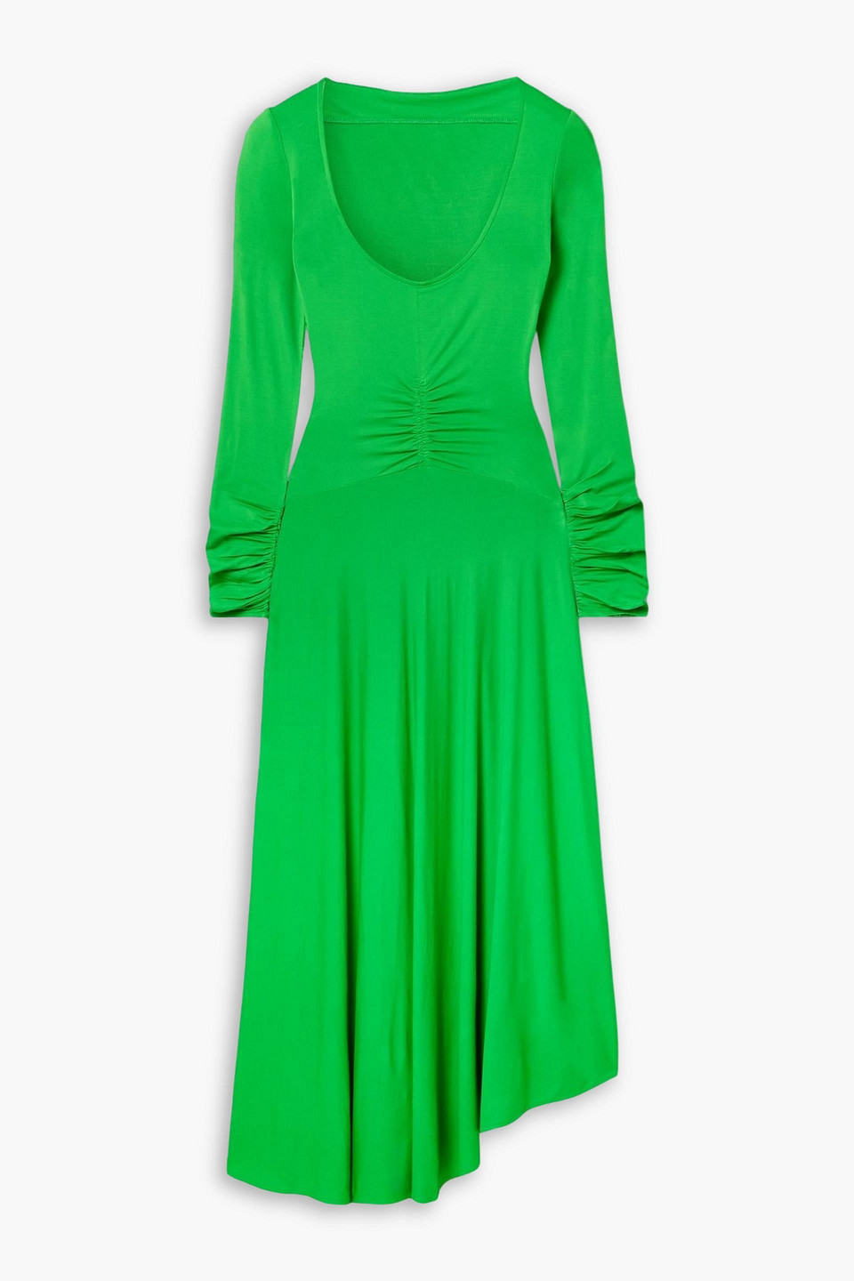 Acne Studios Ruched Stretch-jersey Maxi Dress In Green