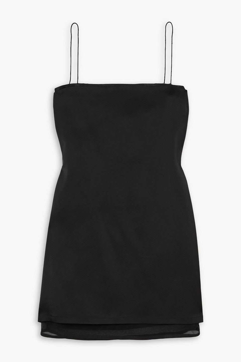 jacquemus - mia layered crepe de chine-trimmed satin mini dress - black - fr 40