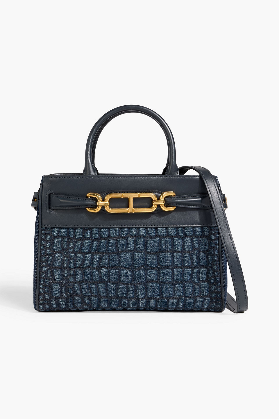 tom ford - whitney embossed denim and leather tote - blue - onesize