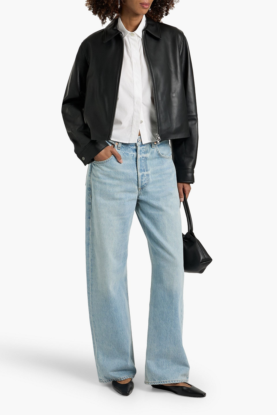 Vince Leather Jacket In Black