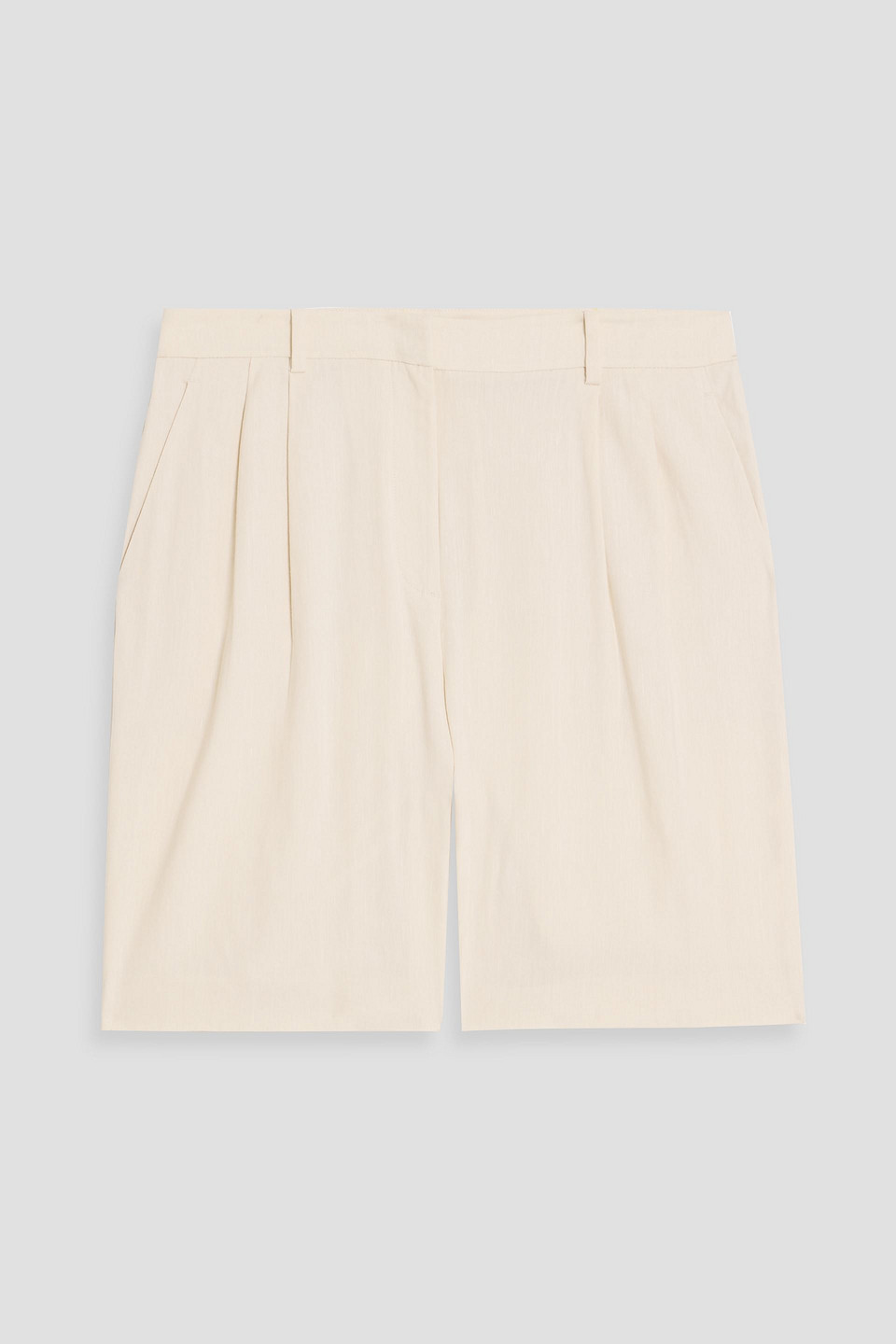 theory - lynie pleated linen-blend shorts - white - us 2
