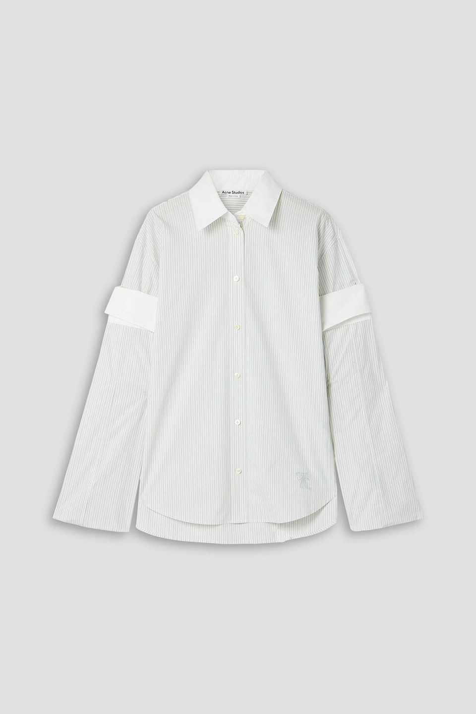 acne studios - layered striped cotton-poplin shirt - white - de 38