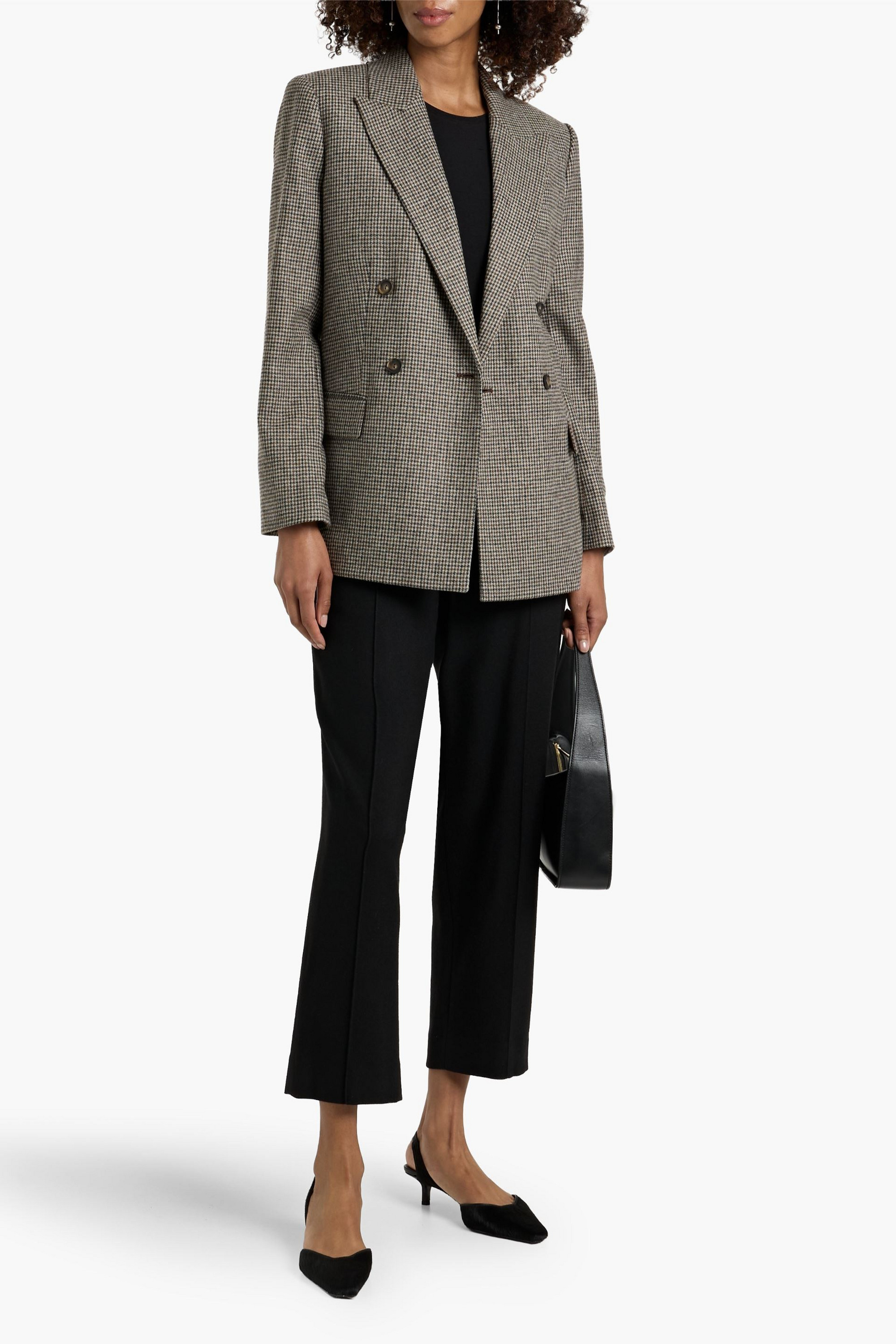 Vince Double-breasted houndstooth flannel blazer