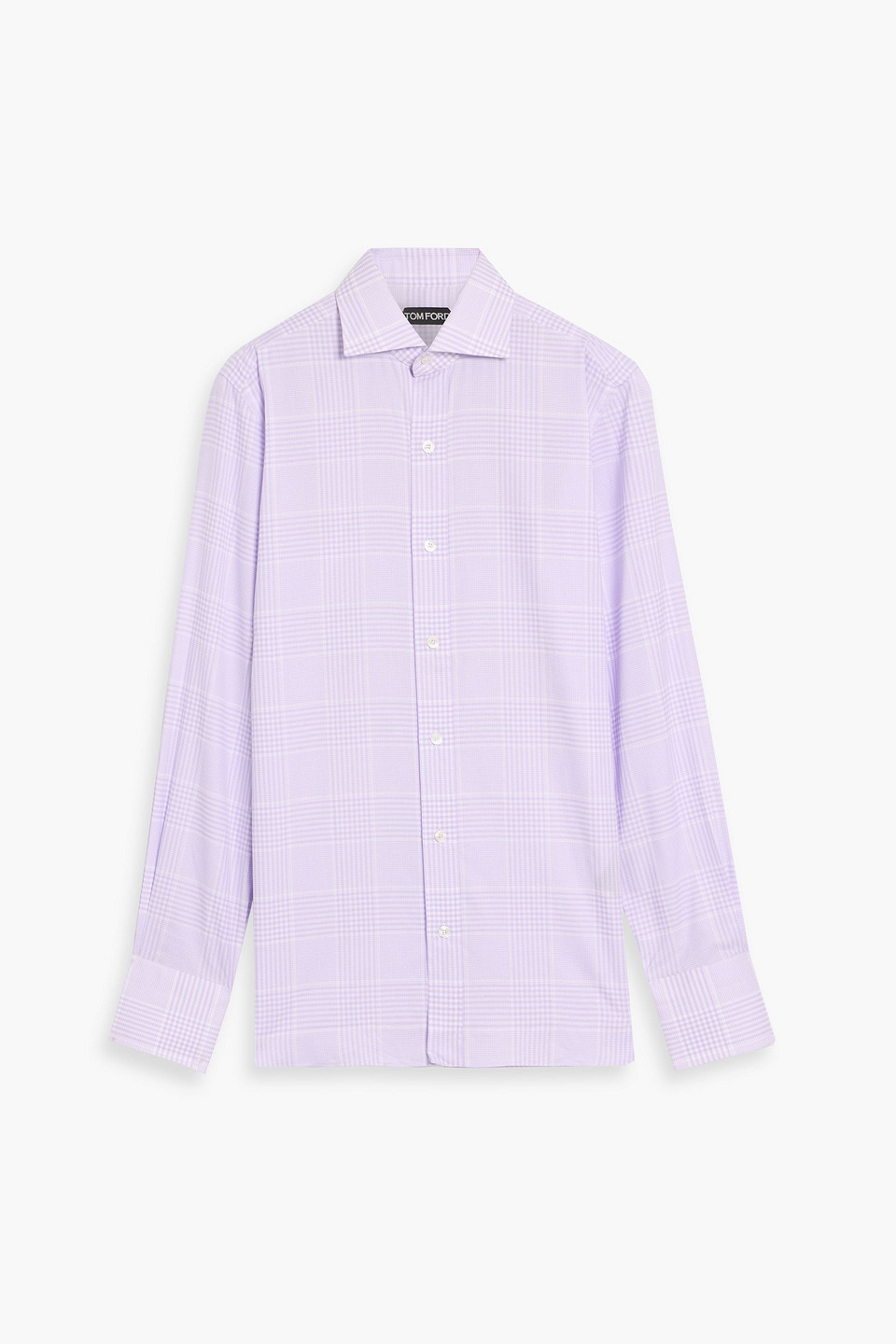 tom ford - checked cotton-poplin shirt - purple - eu 39