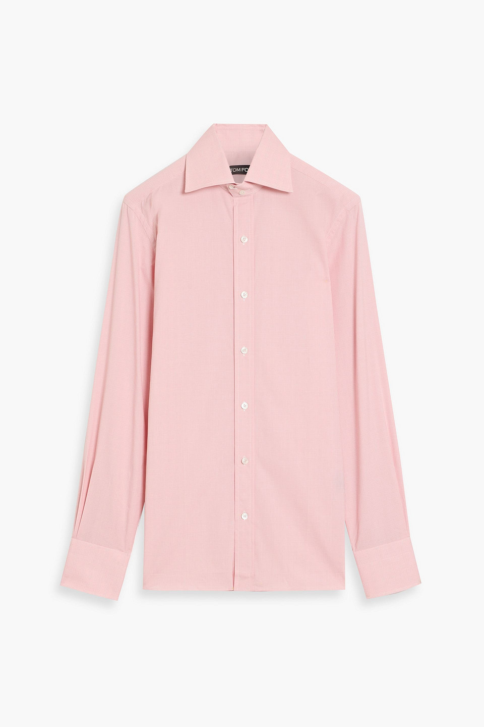 tom ford - checked cotton-poplin shirt - pink - eu 38