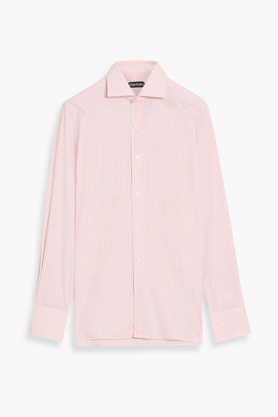 tom ford - checked cotton-poplin shirt - pink - eu 39