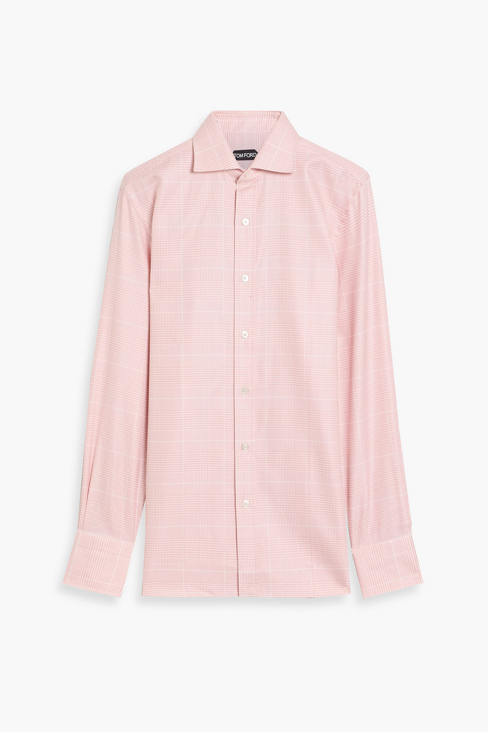 tom ford - checked cotton-poplin shirt - pink - eu 39