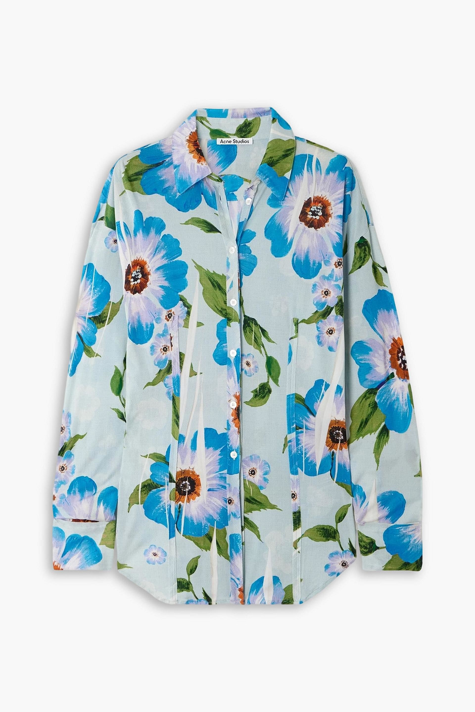 acne studios - floral-print voile shirt - blue - de 32