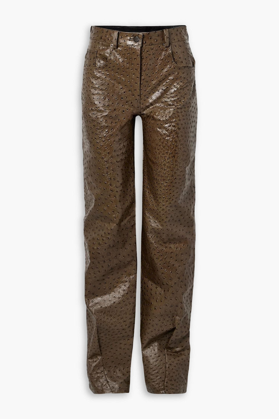 16arlington - vante ostrich-effect leather straight-leg pants - neutral - uk 8