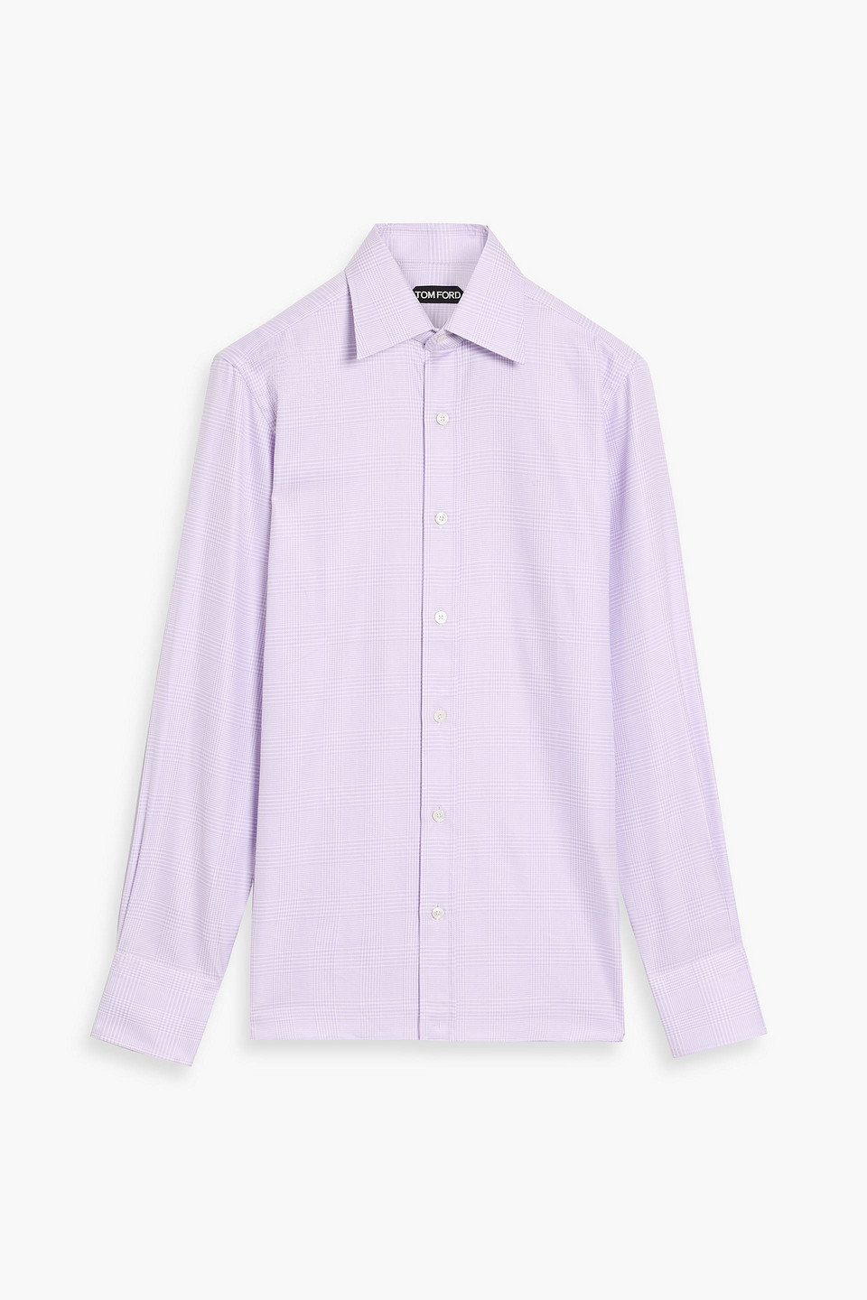 tom ford - prince of wales checked cotton-poplin shirt - purple - eu 39