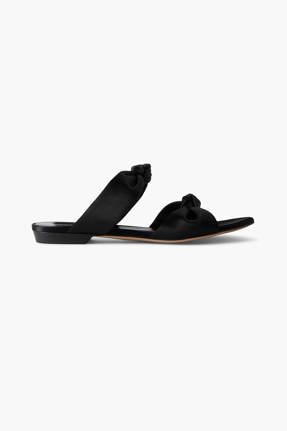 le monde beryl - knot flat satin sandals - black - eu 35
