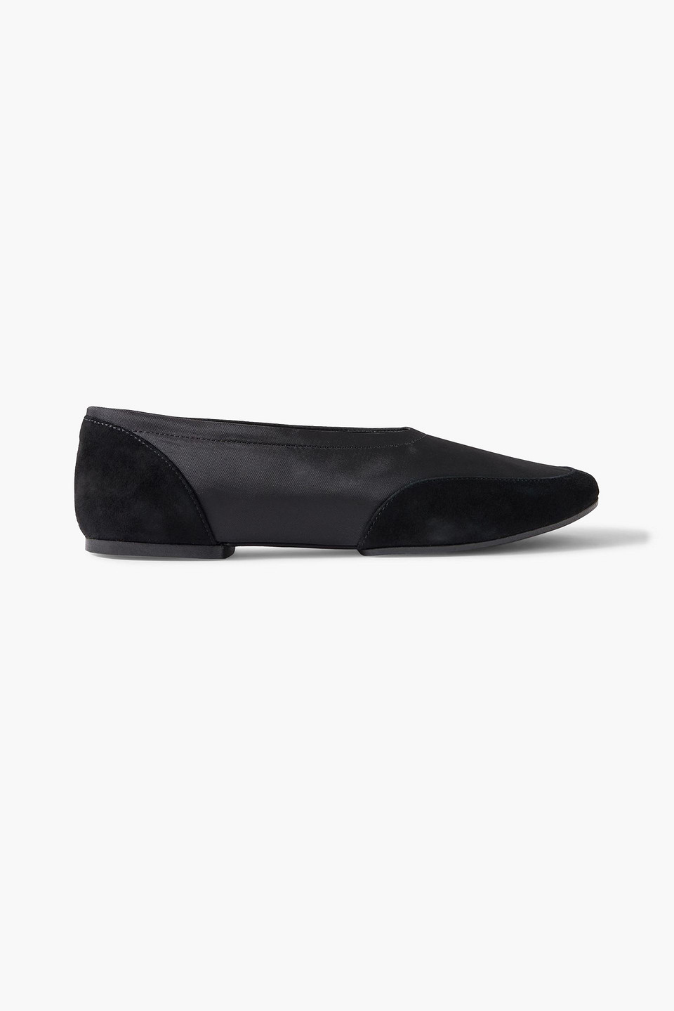 staud - alba sport suede-trimmed shell ballet flats - black - eu 40