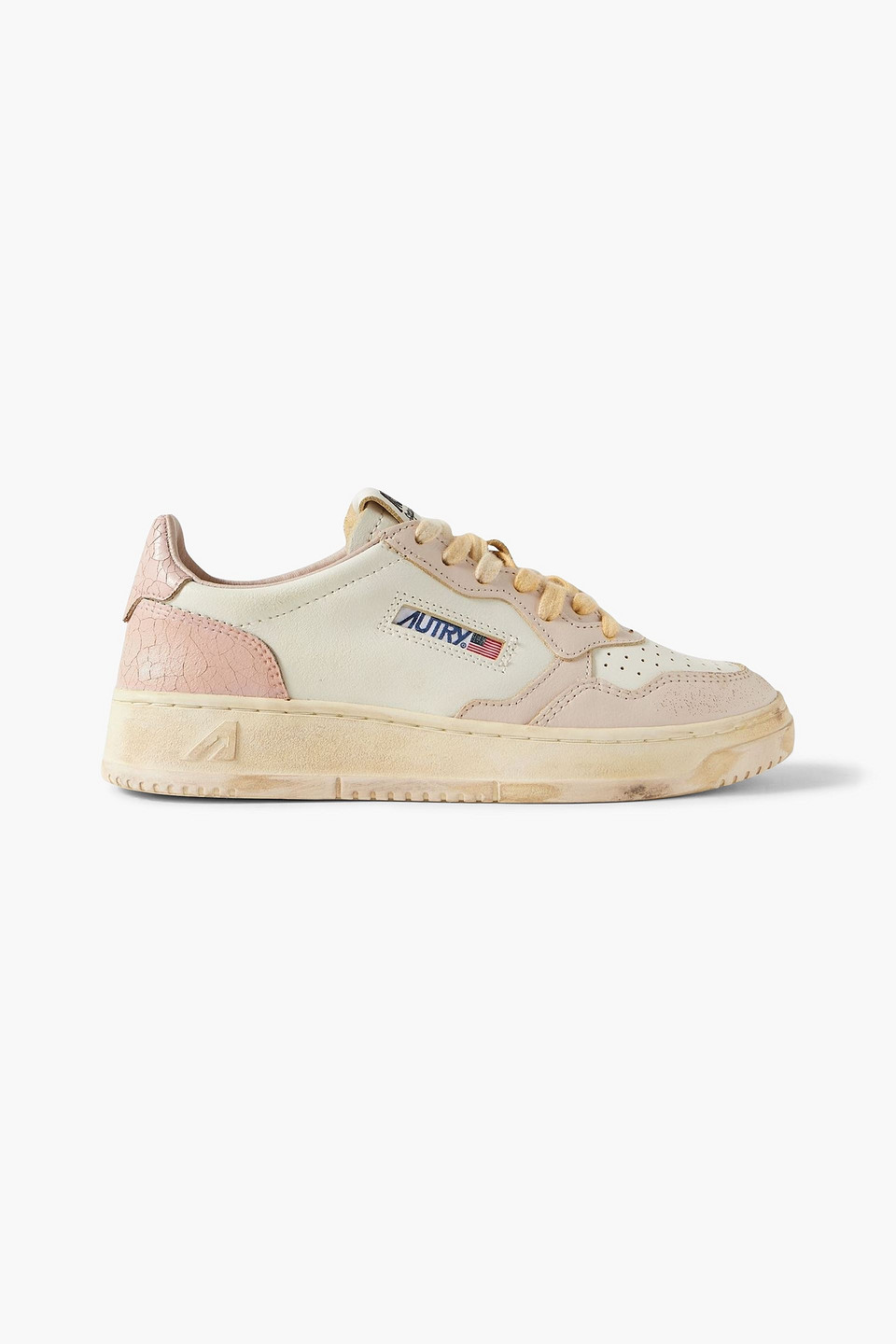 autry - super vintage distressed paneled leather sneakers - pink - eu 41