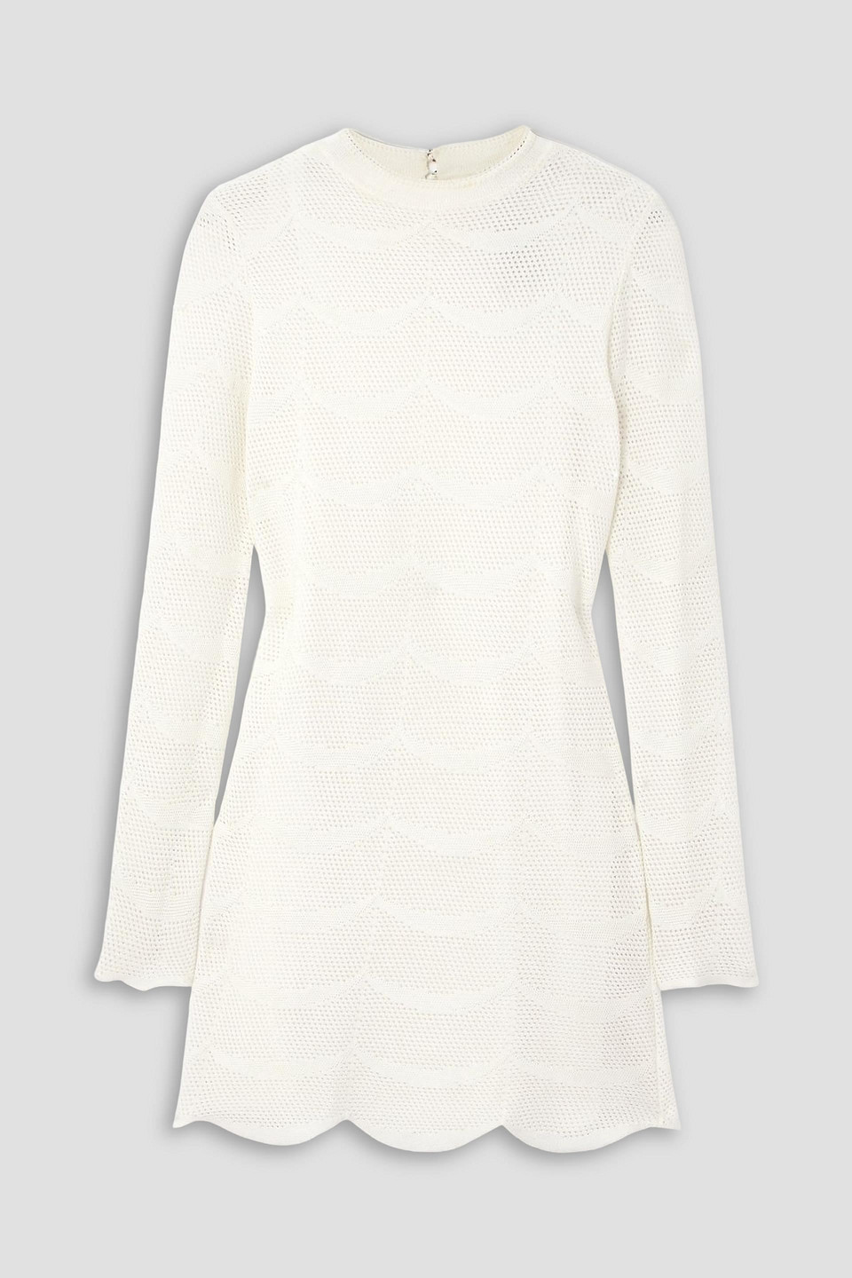 tom ford - pointelle-knit cotton and silk-blend mini dress - white - xs