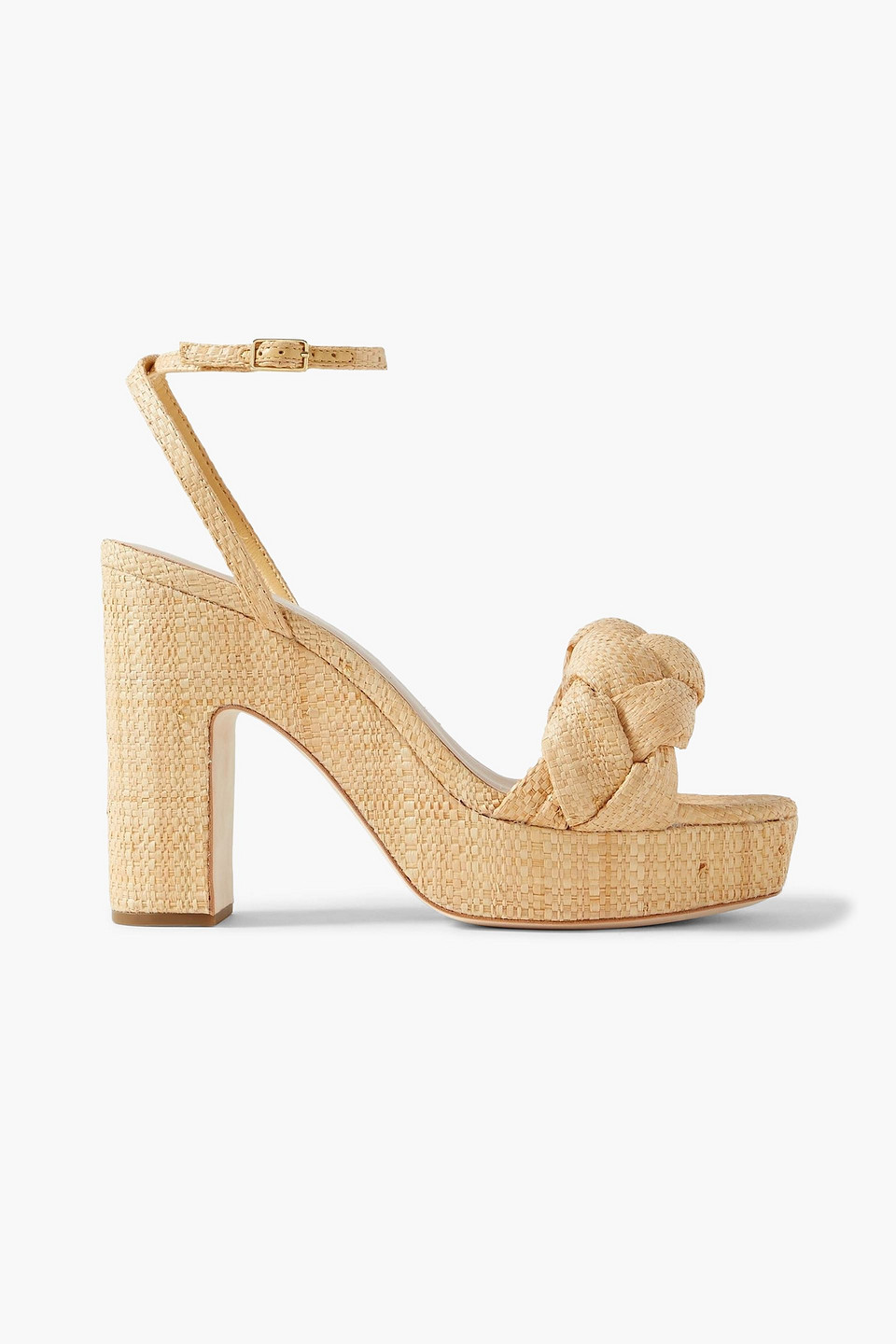 Loeffler Randall Fae Braided Raffia Platform Sandals In Gold