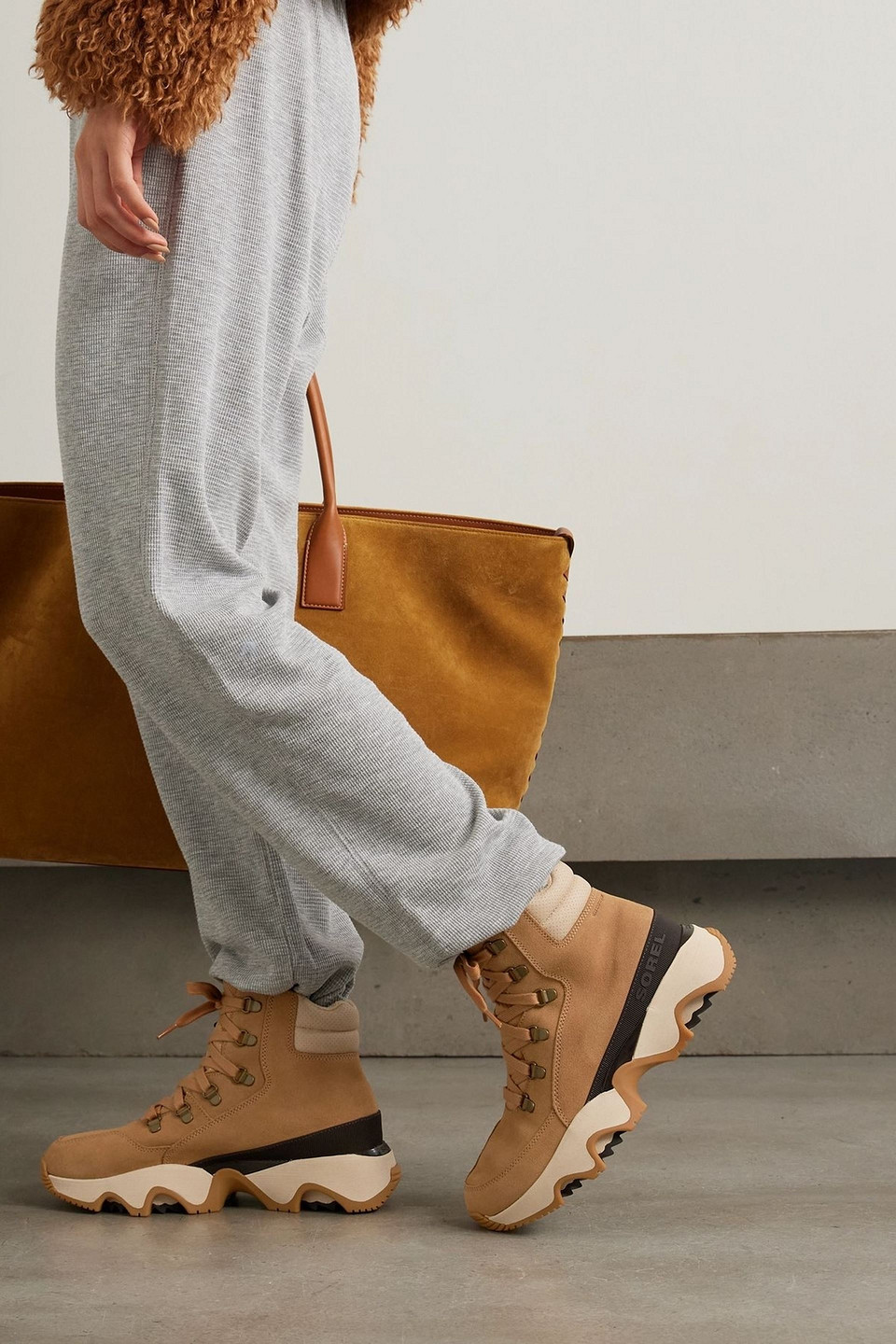  Sorel - Kinetic™ Impact Conquest Plus Schnürstiefel Aus Veloursleder Mit Besatz Aus Canvas Und Leder - Braun - Us 9 
