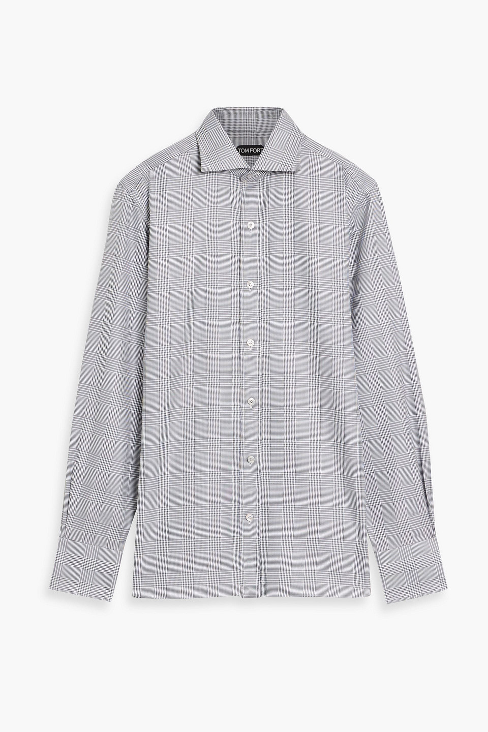 tom ford - prince of wales checked cotton-poplin shirt - gray - eu 40