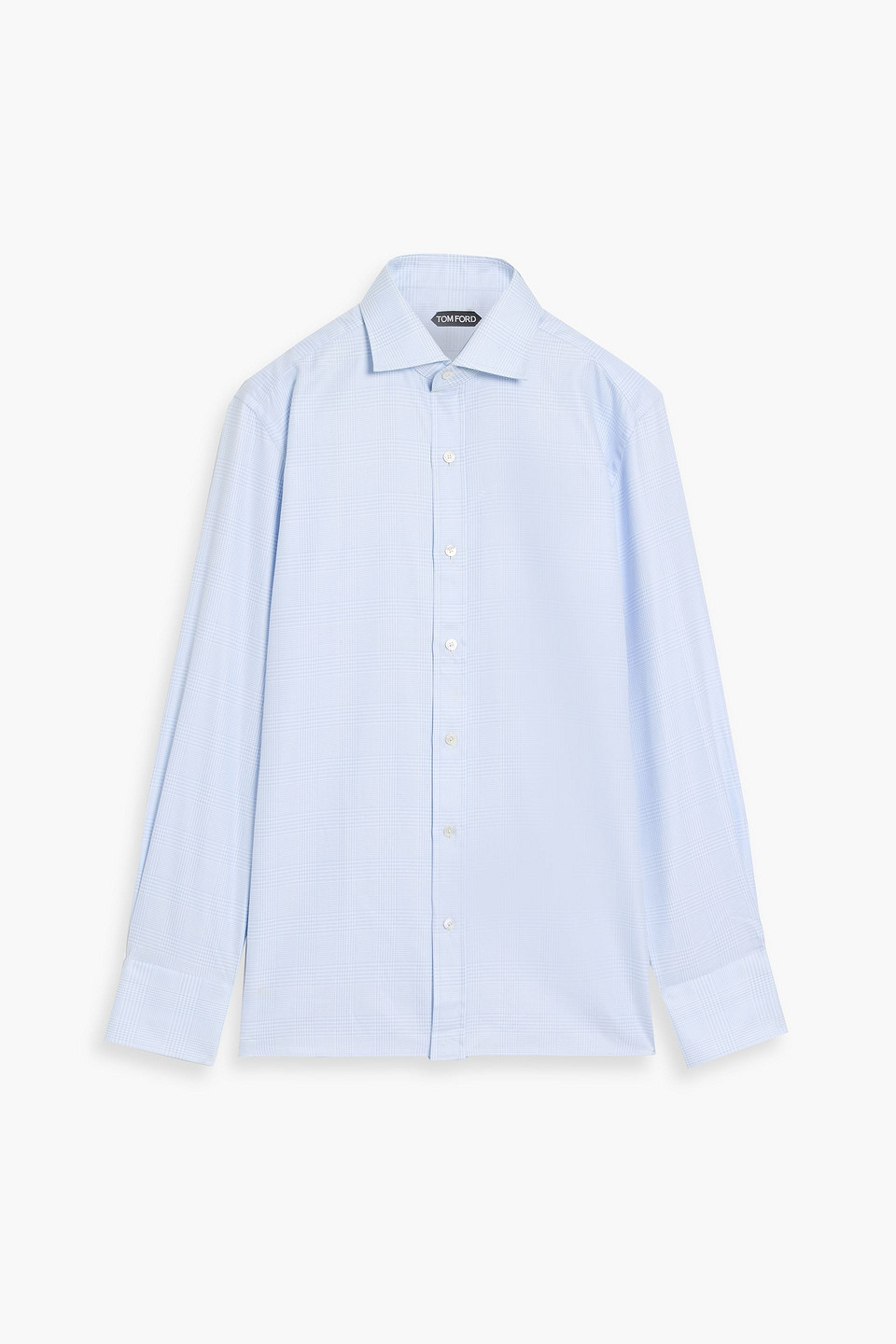 tom ford - prince of wales checked cotton-poplin shirt - blue - eu 40