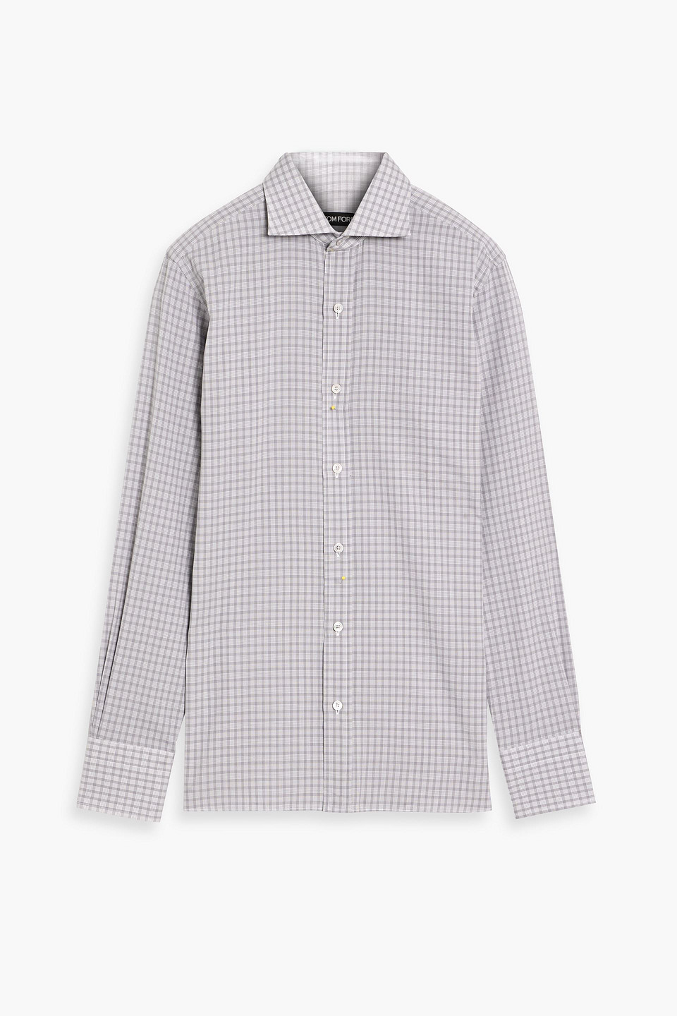 tom ford - gingham cotton-poplin shirt - gray - eu 38