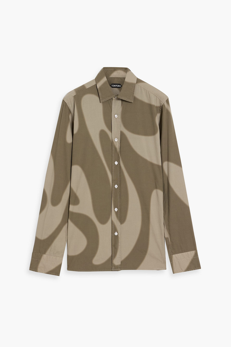 tom ford - printed cotton and lyocell-blend shirt - green - eu 39
