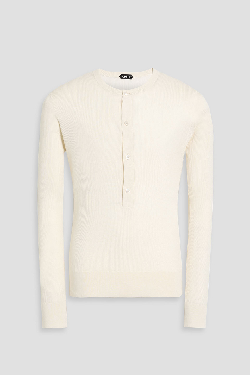 tom ford - silk-blend henley t-shirt - white - it 48