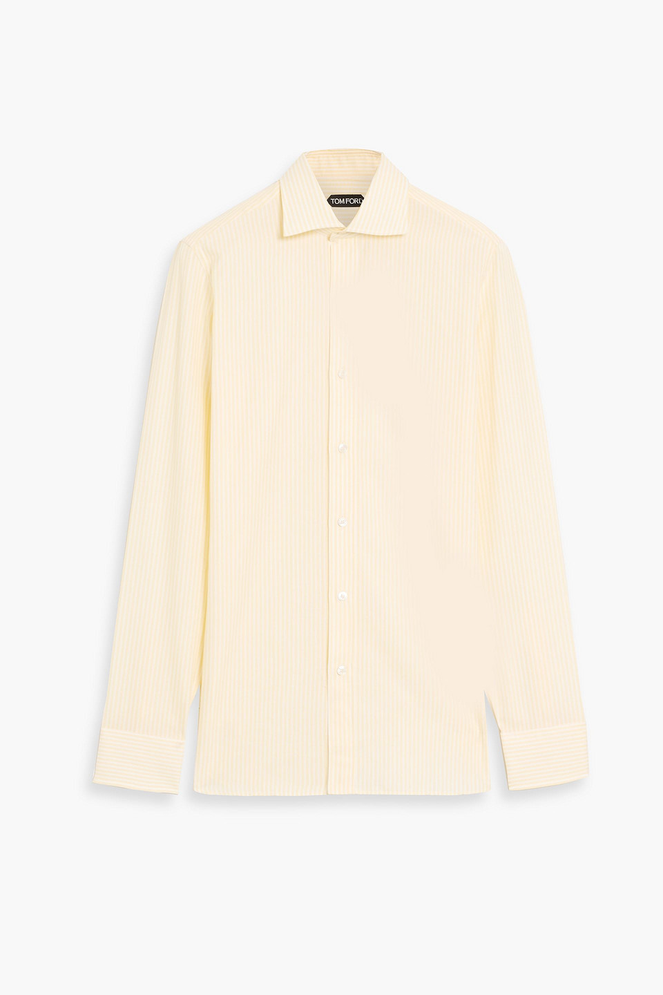 tom ford - striped cotton-jacquard shirt - yellow - eu 39