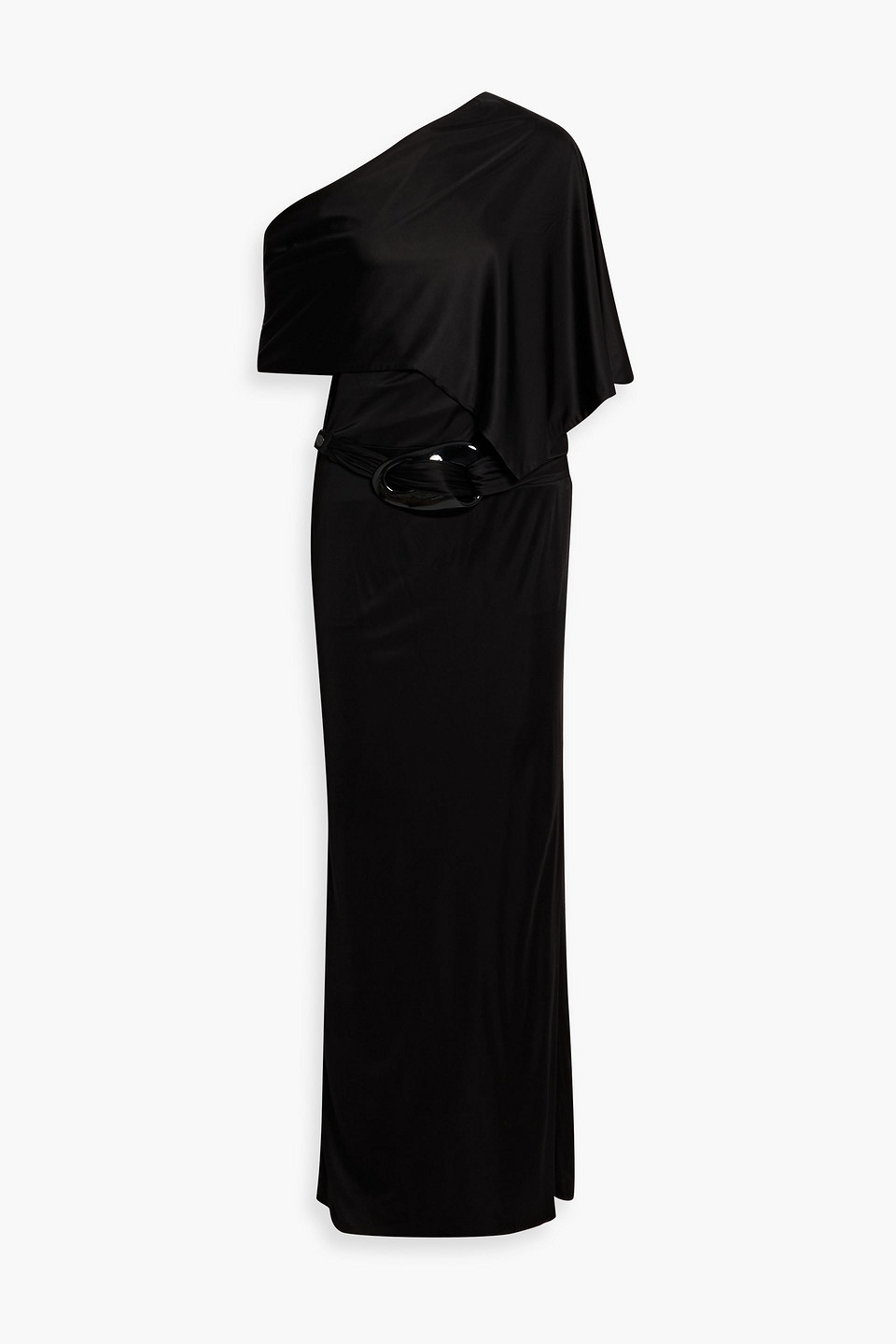 Tom Ford One-shoulder Embellished Satin-jersey Gown In Black