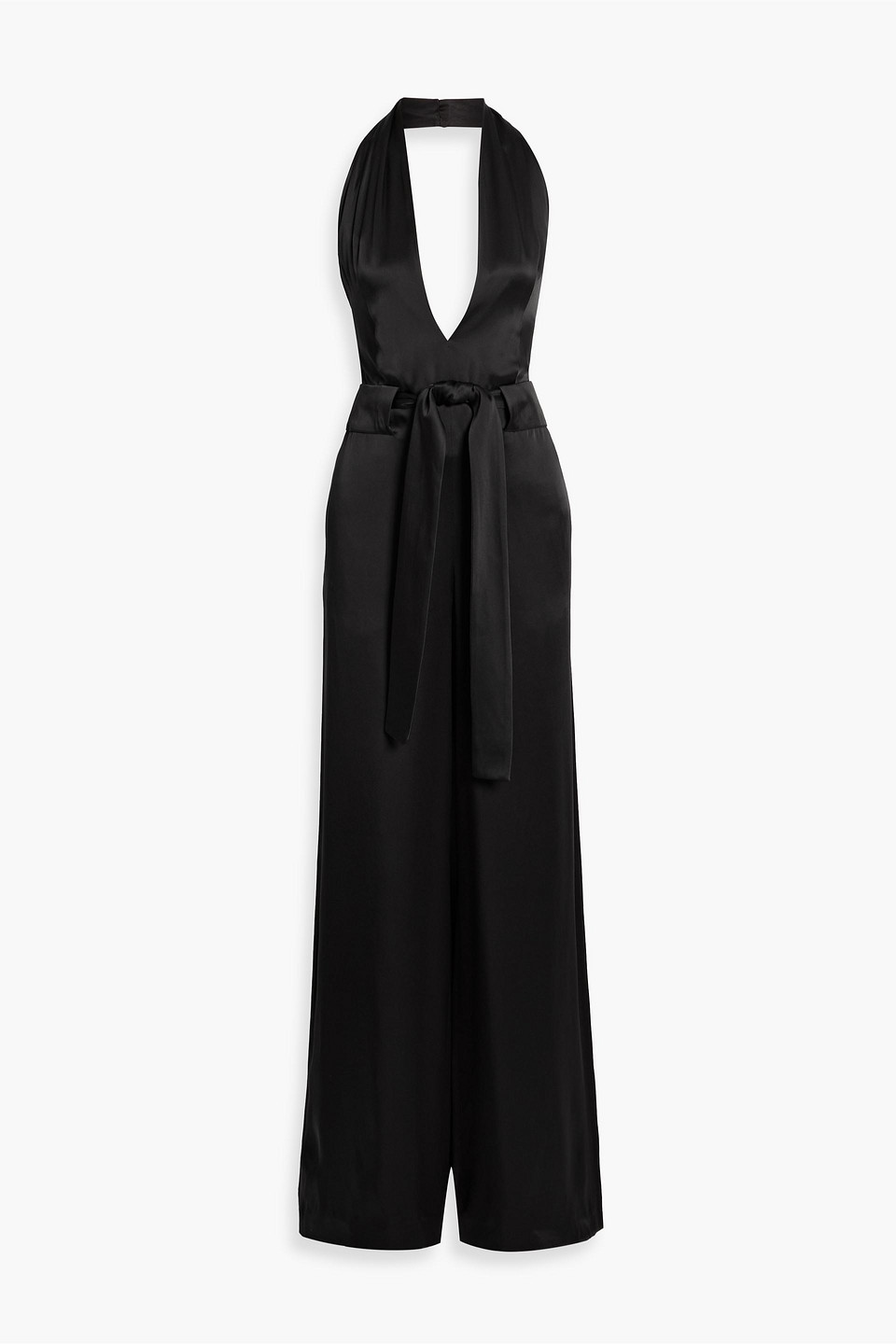 Tom Ford Satin Halterneck Wide-leg Jumpsuit In Black
