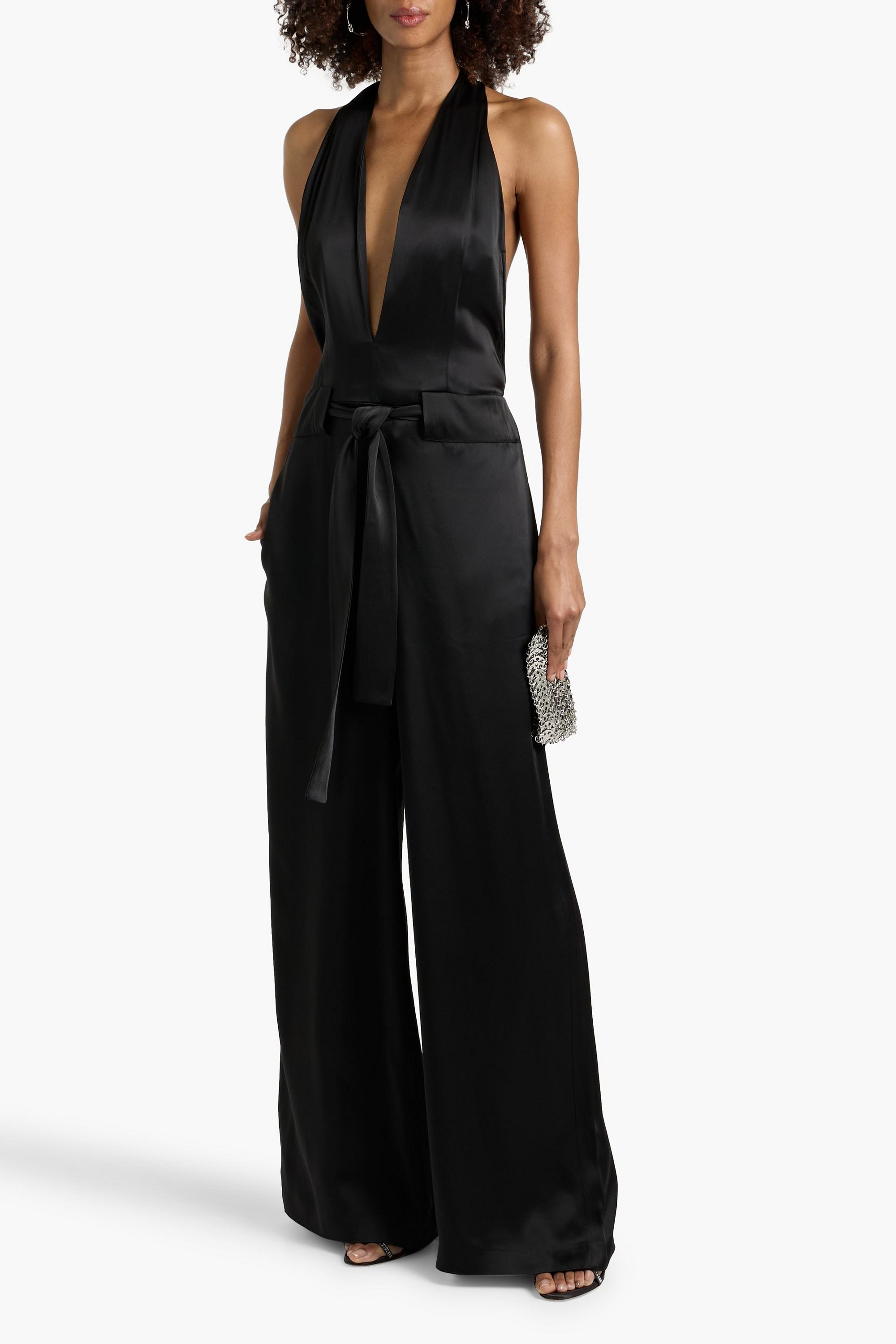 Tom Ford Satin halterneck wide-leg jumpsuit