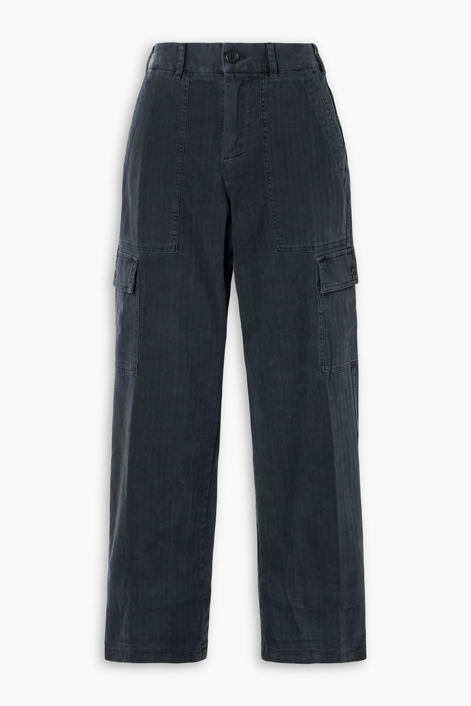 James Perse Herringbone Cotton-blend Cargo Pants In Blue