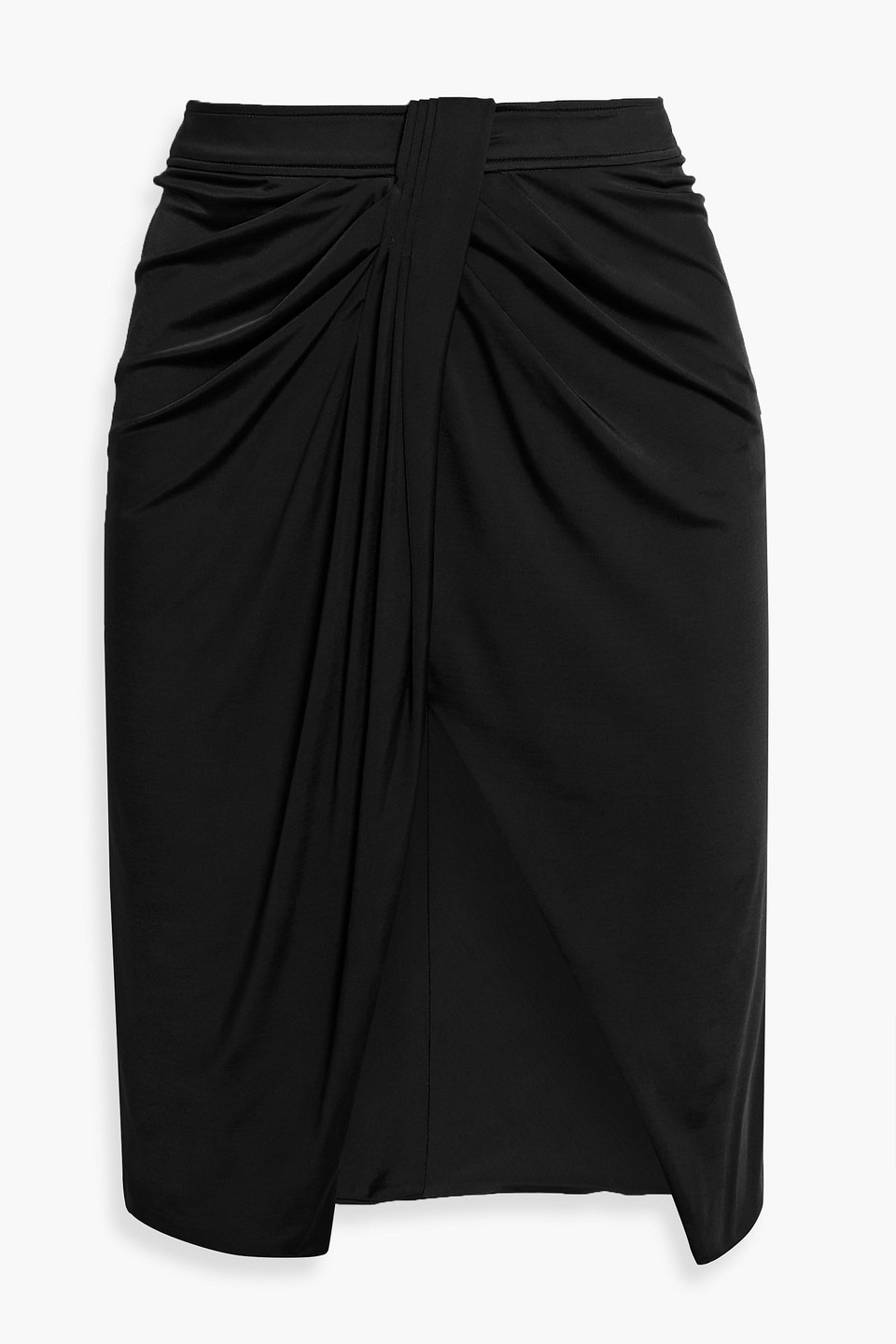 tom ford - draped satin-jersey skirt - black - it 34