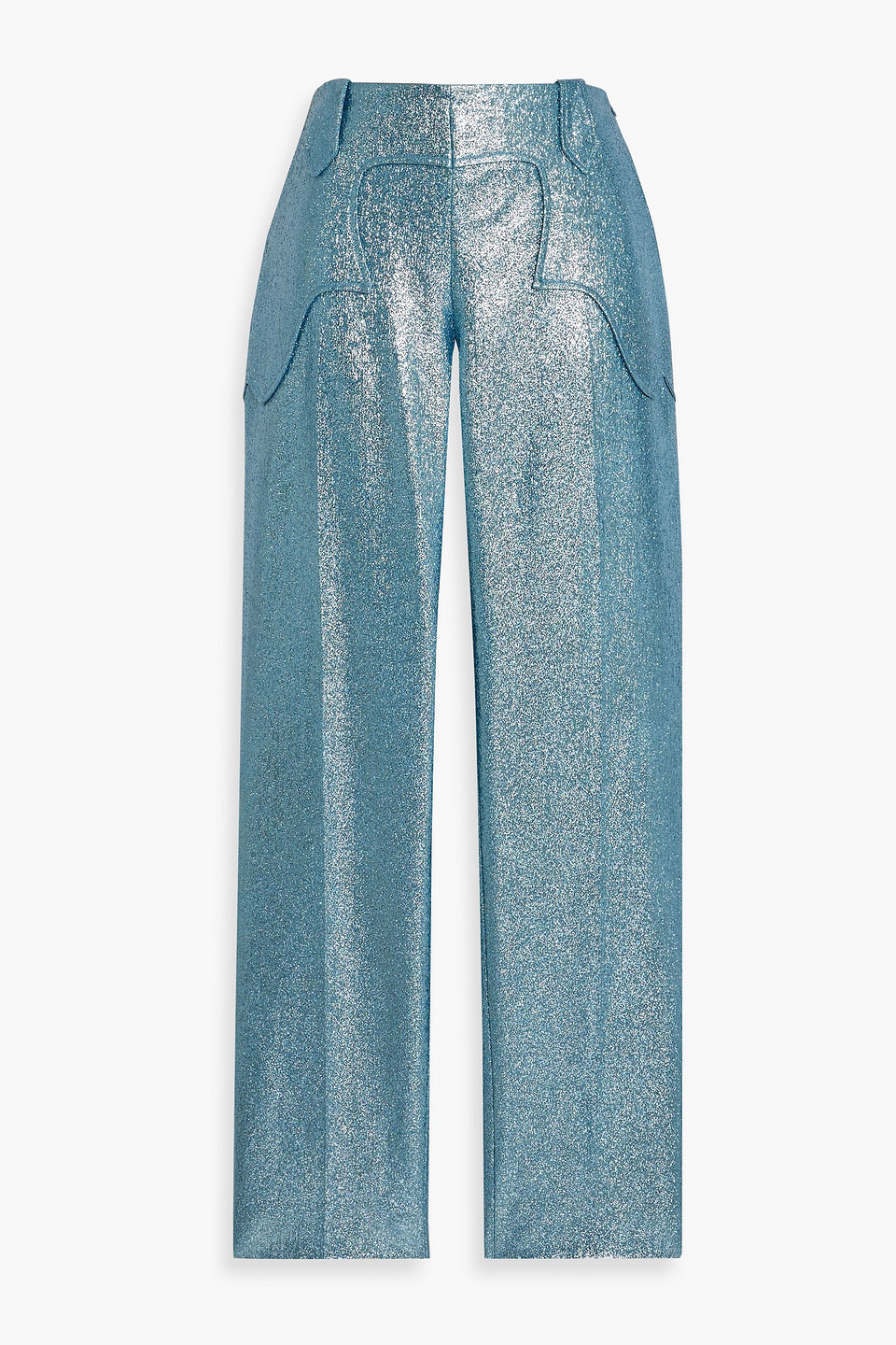 Tom Ford Lamé Straight-leg Pants In Blue