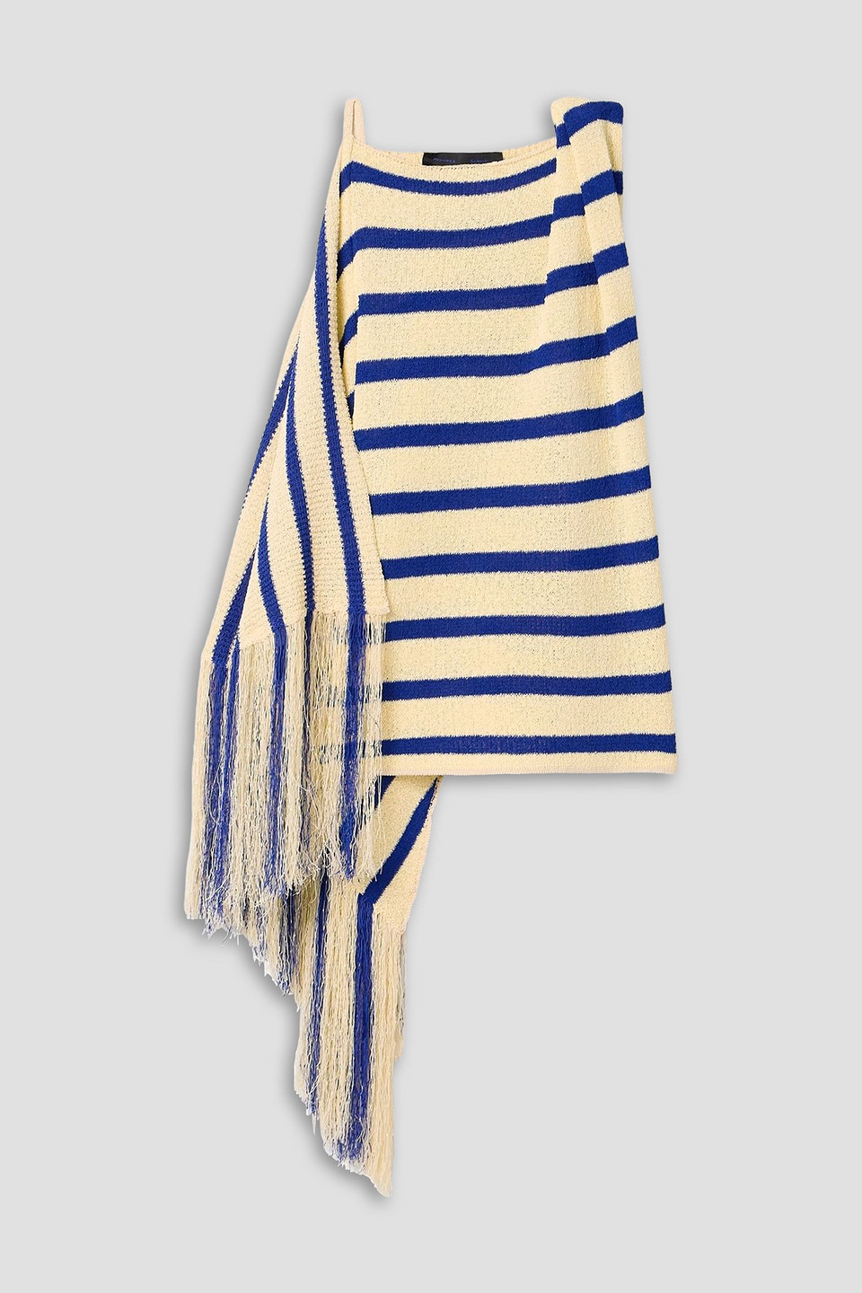 proenza schouler - yves asymmetric fringed striped top - white - m