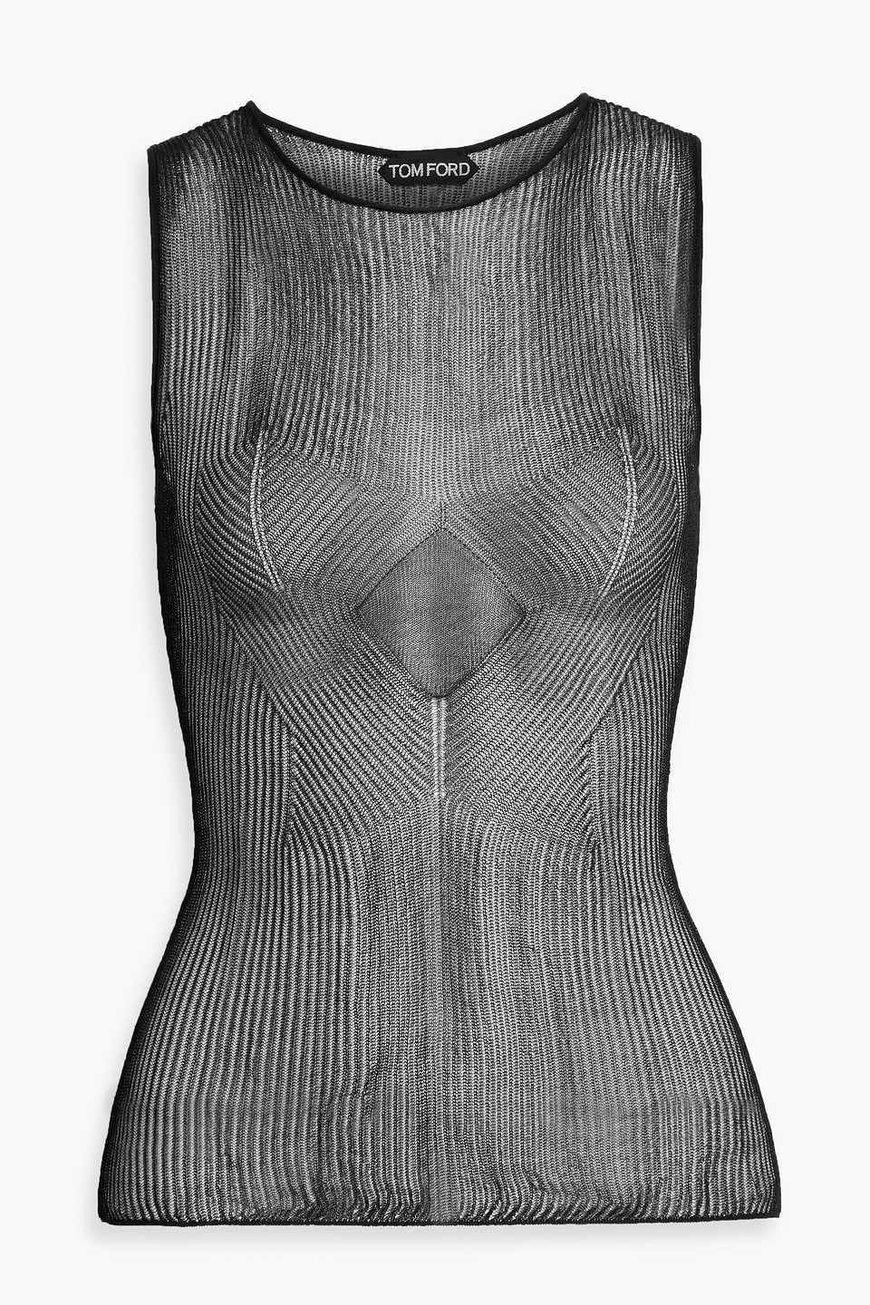 tom ford - ribbed silk-blend tank - black - xs
