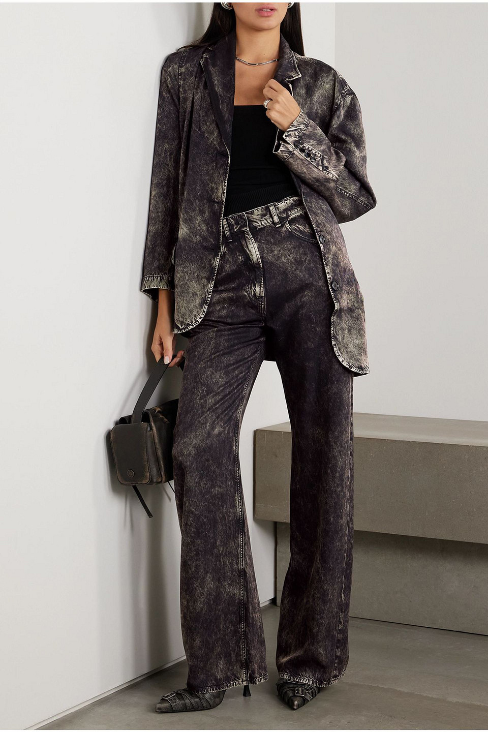 Acne Studios Distressed Twill Blazer In Brown