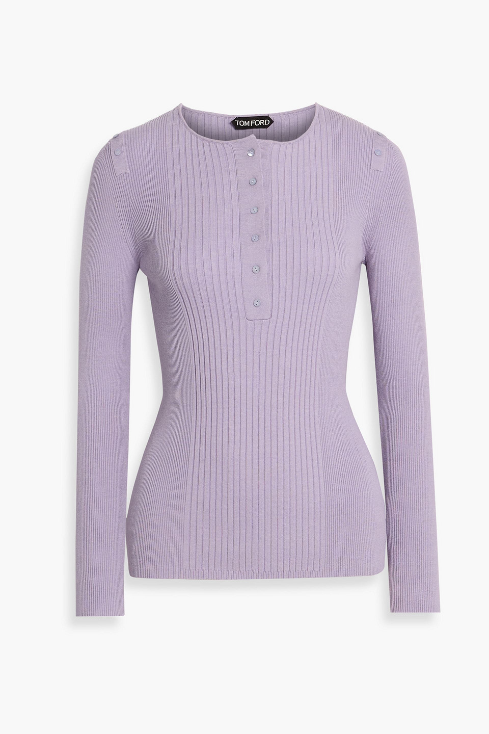 tom ford - ribbed silk and cotton-blend sweater - purple - xs