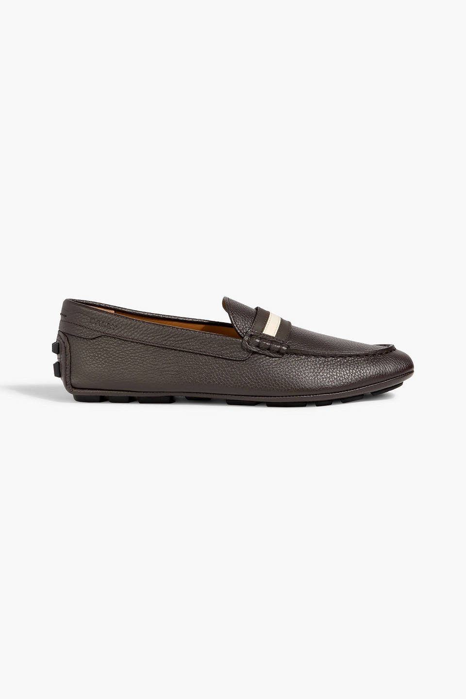 bally - karlos pebbled-leather driving shoes - brown - eu 43.5