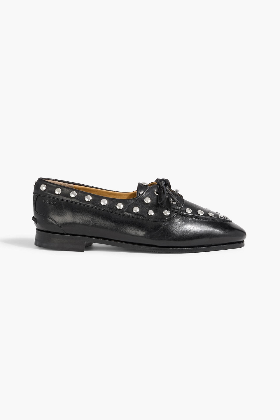 bally - pathy studded leather boat shoes - black - eu 38.5